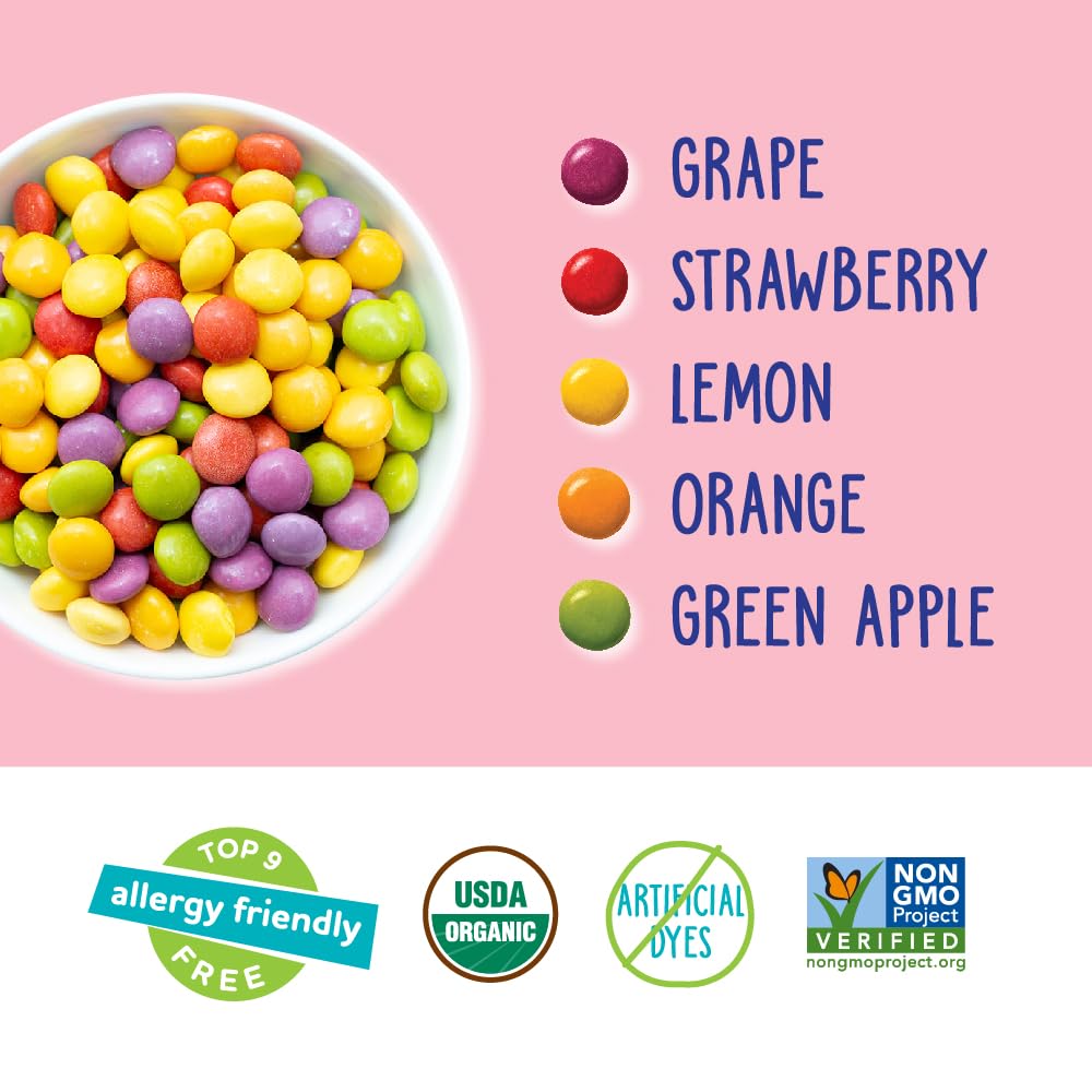 YumEarth Organic Giggles Chewy Candy - Allergy Friendly, Vegan, Non-GMO, Gluten Free Fruit Snacks with No Artificial Dyes or Flavors - 0.5oz (120 Pack) - Perfect for School Lunches, Birthday Parties & Healthy Treats