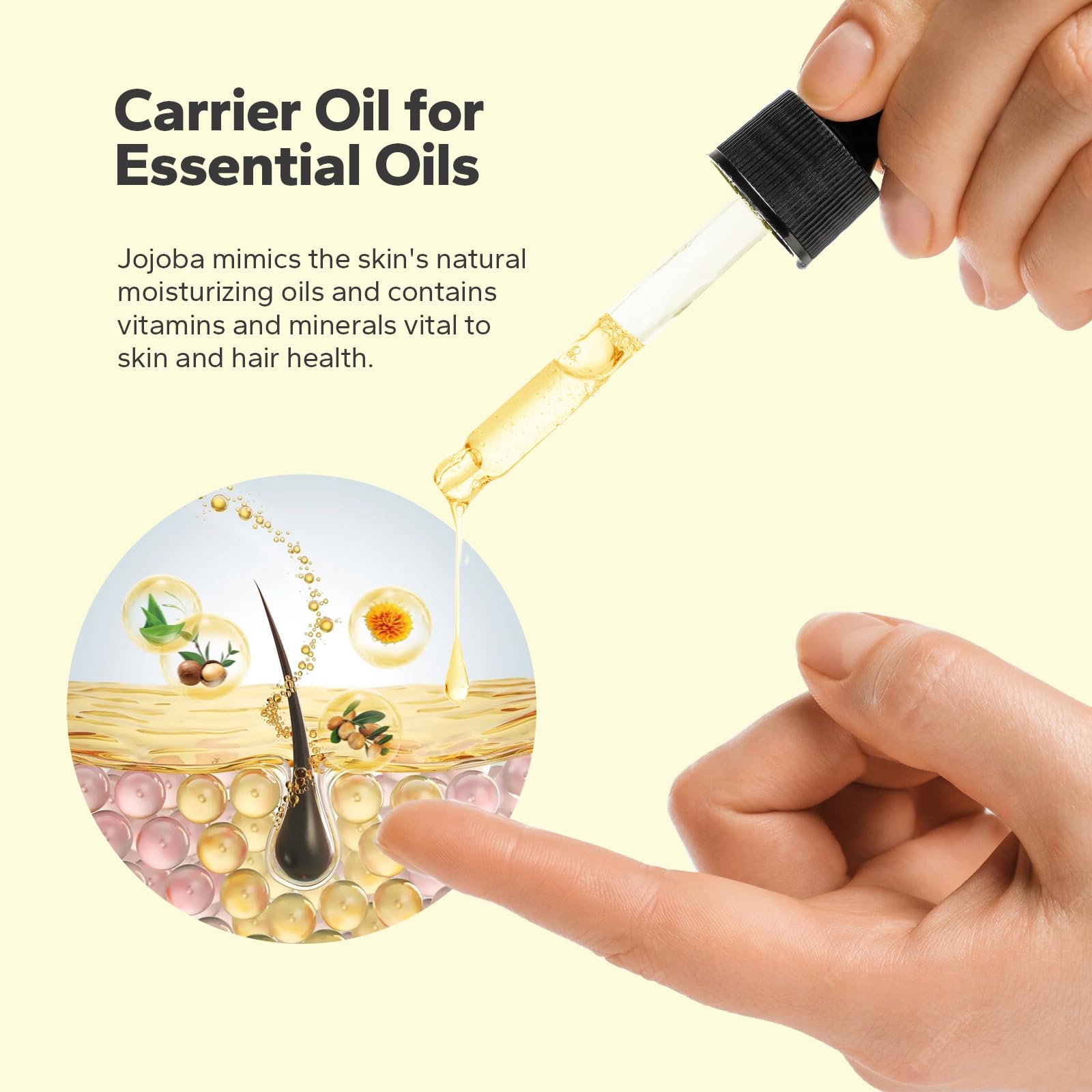 Organic Jojoba Oil for Hair Growth & Skin Care - 100% Pure Cold Pressed Natural Moisturizer | Hydrating Face Oil, Scalp Treatment & Massage Oil | Perfect for Dry Skin, Hair Repair & Nail Conditioning