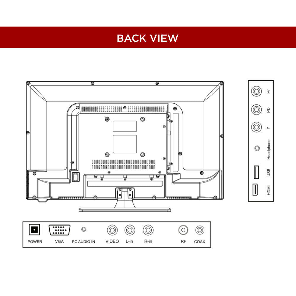 Teco 21.5 Inch Full HD LED TV - 12V/240V Dual Voltage, USB & HDMI Ports - Perfect for Caravans, RVs, and Camping Trips