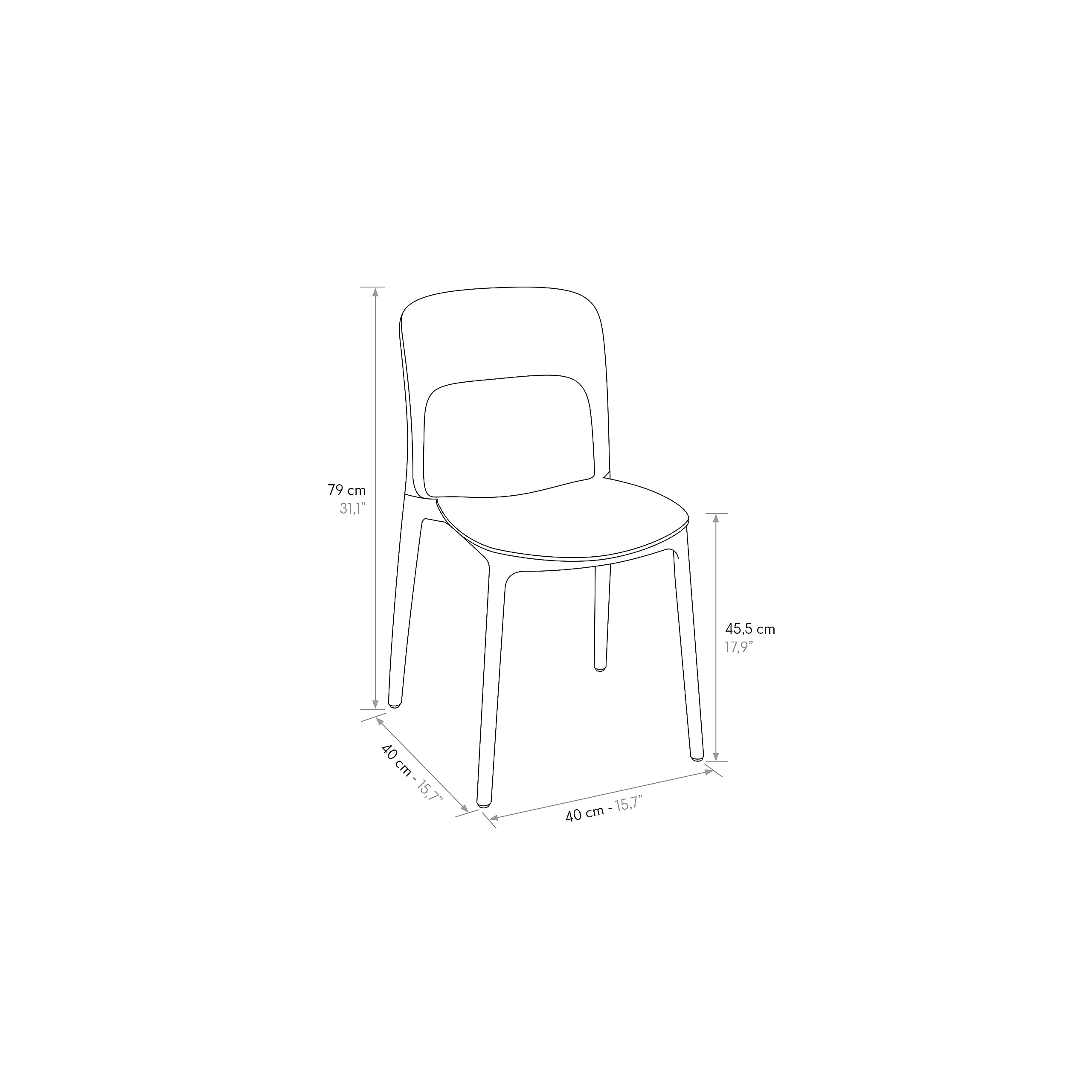 PAZZO DESIGN Luana Chair Set of 4 - Grey Polypropylene Stackable Dining Chairs for Kitchen, Dining Room & Outdoor Garden Use