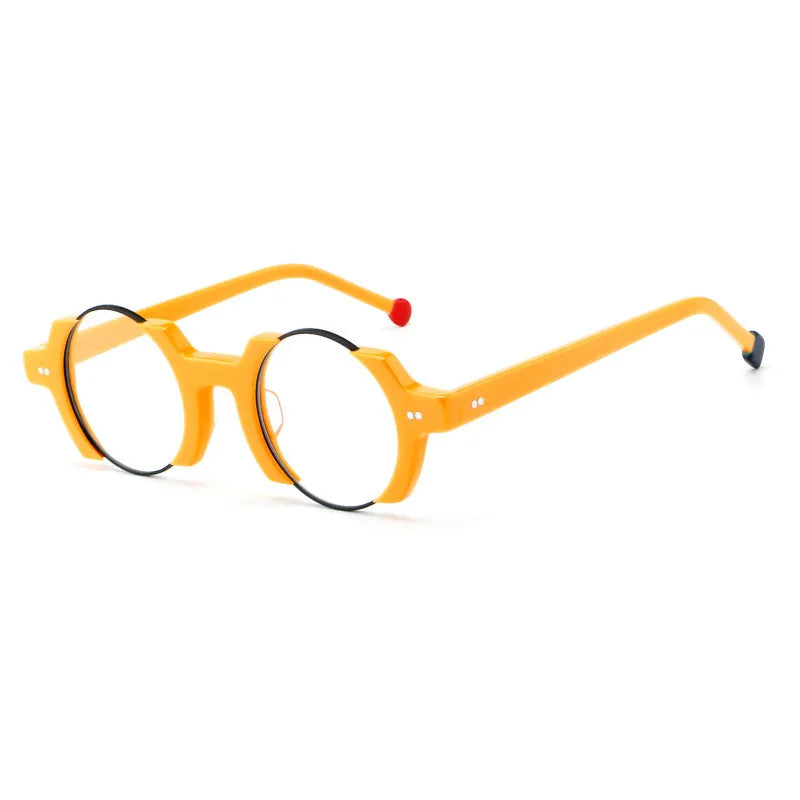 CCspace Unisex Semi-Rim Round Acetate Eyeglasses Frame 301778 - Lightweight & Durable for Reading, Work & Fashion