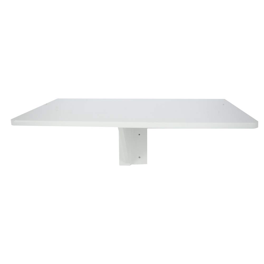 Floating Wall Shelves with Drop-Leaf Folding Table - Wall-Mounted Suspension Desk for Home Office, Bedroom & Small Spaces - White Wooden Floating Shelf (60x40cm) - Space Saving Multi-Purpose Furniture for Work, Study & Decor
