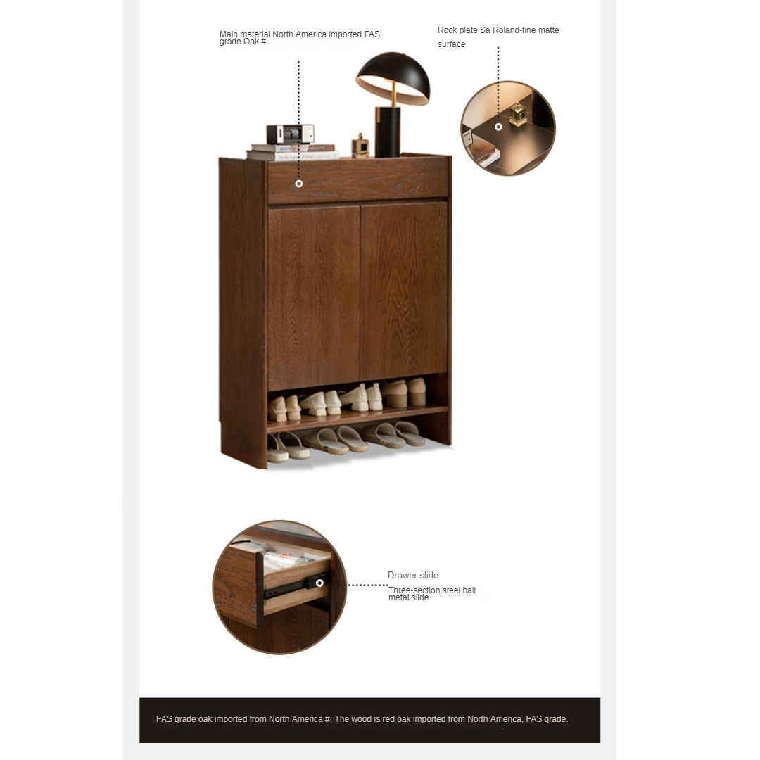 Solid Oak Wood Shoe Storage Cabinet - Rustic Entryway Organizer for Shoes, Boots & Accessories | Perfect for Hallway, Mudroom & Closet Organization