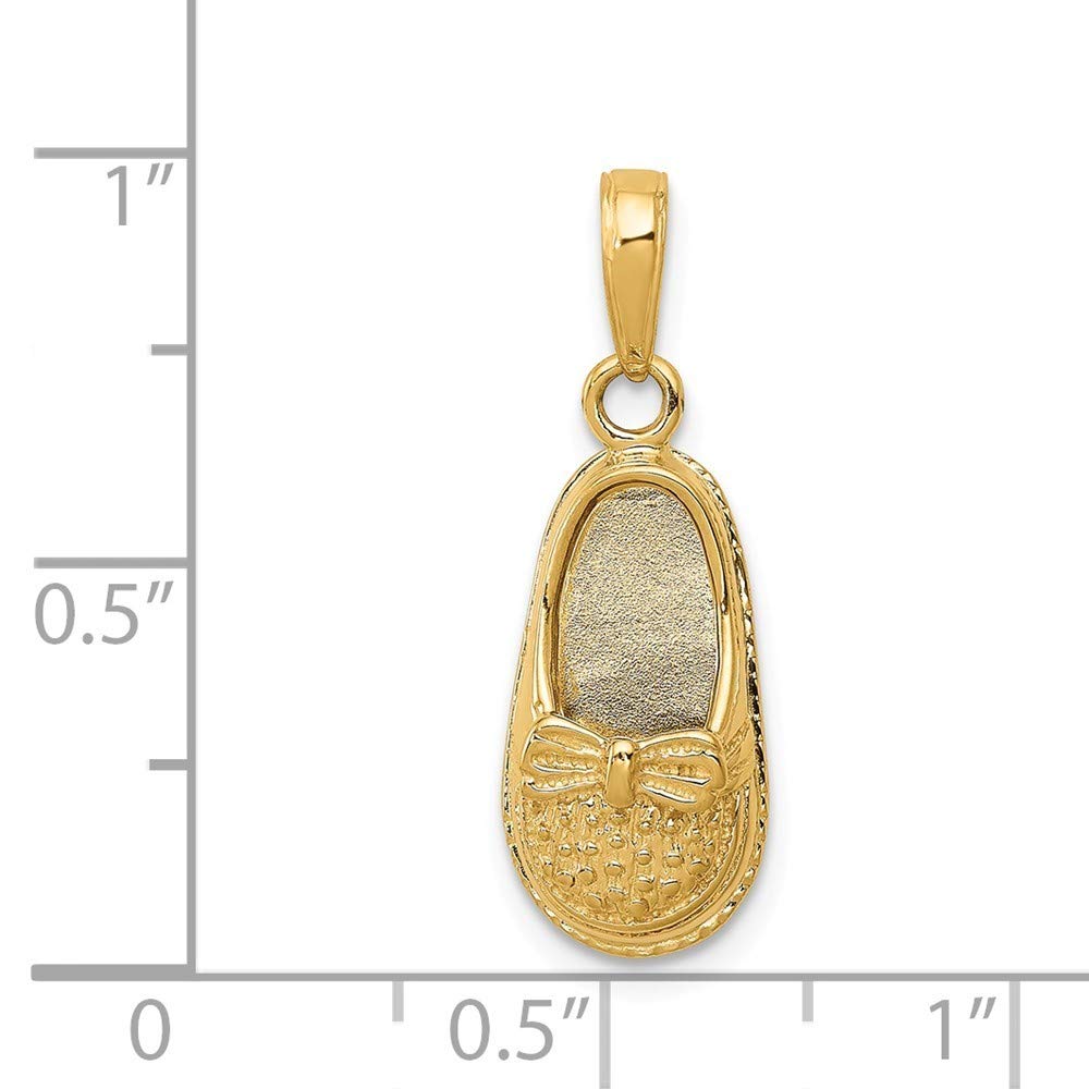 14K Yellow Gold 3D Baby Shoe Charm Pendant with Bow - Elegant Jewelry Gift for Newborns, Christening, Baby Showers & Special Occasions - Roy Rose Jewelry