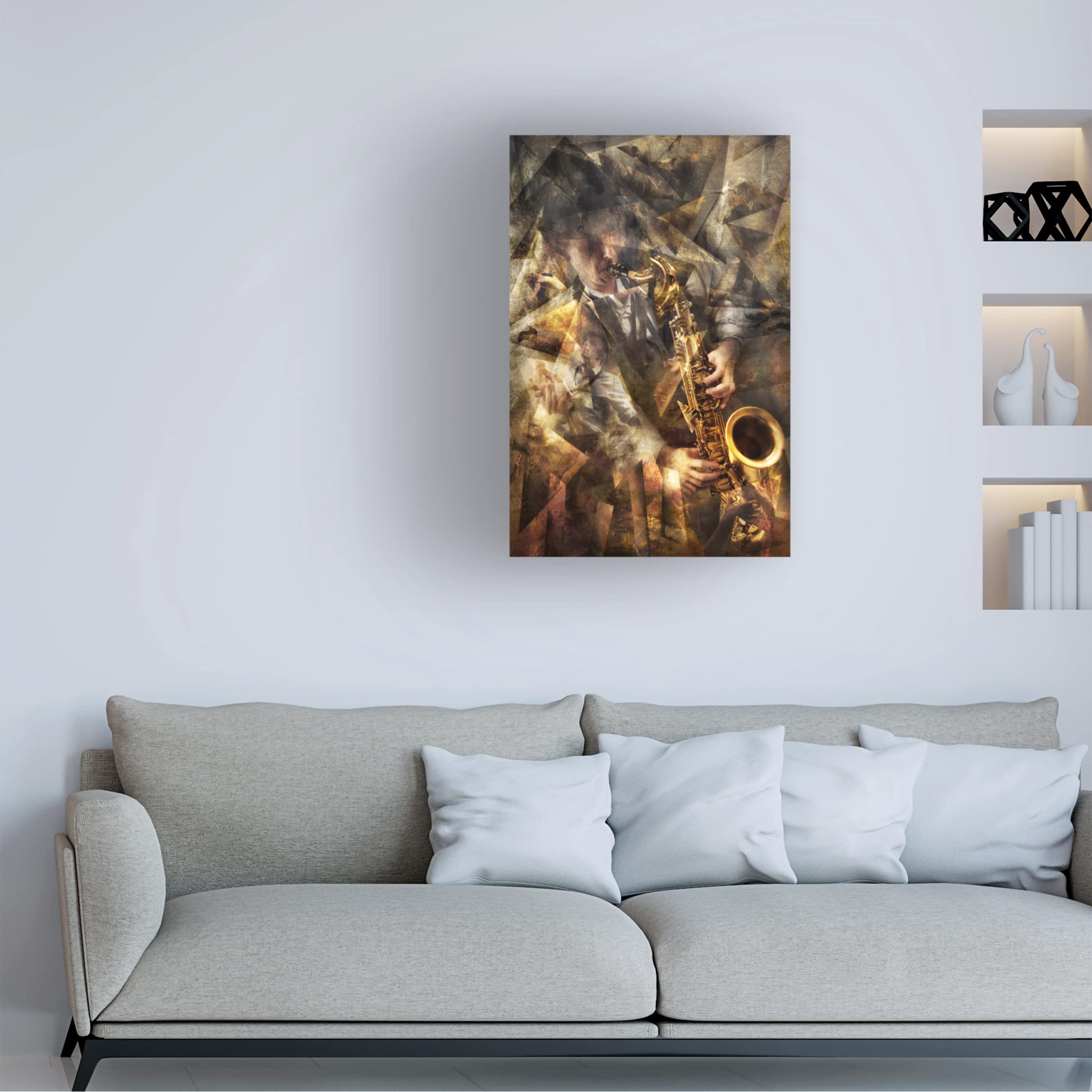 Trademark Fine Art 'Jazz' Canvas Wall Art Print by Christophe Kiciak - Modern Music Themed Painting for Living Room, Bedroom & Office Decor