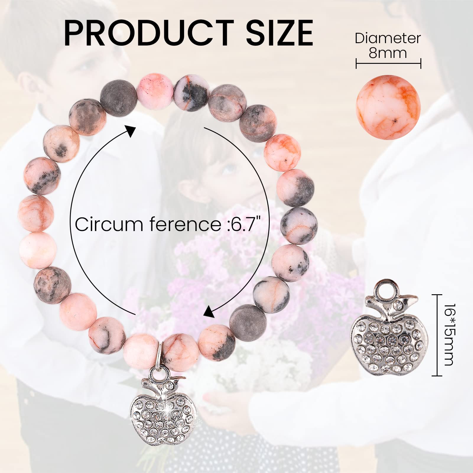 Natural Stone Teacher Appreciation Bracelet for Women - Thoughtful Thank You Gift with Message Card - Perfect for Teacher's Day, Retirement, Christmas & End of Year Gifts