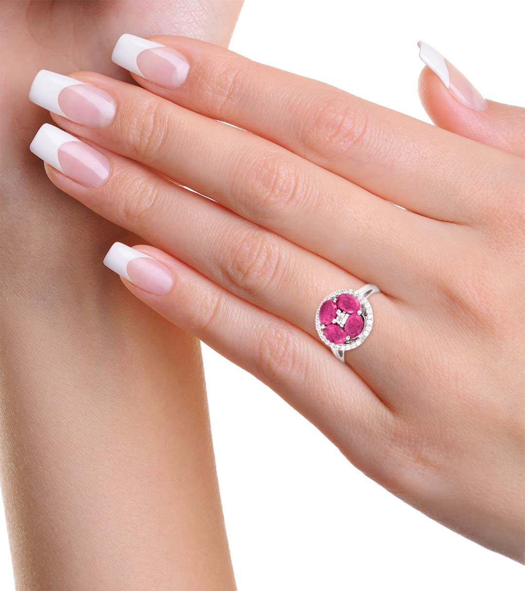 Luxury Gemstone & Zircon Ring for Women - 925 Sterling Silver - Perfect Valentine Gift for Wife or Girlfriend - Elegant Date Night Jewelry