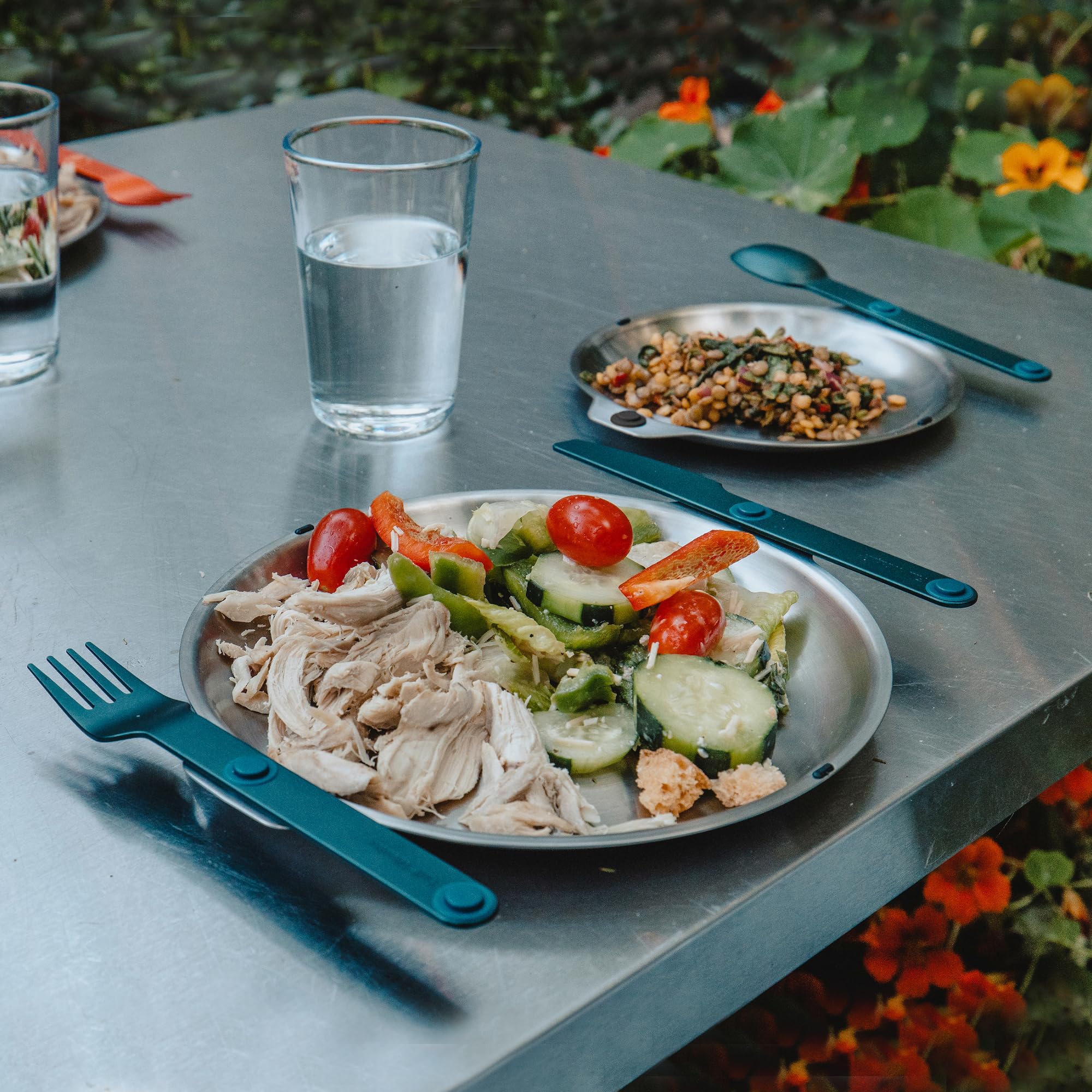 MAGWARE Magnetic Bowls and Plates Set - Stainless Steel Travel Dinnerware for Camping, Backpacking, Picnics - Portable & Reusable Outdoor Dining Kit for Hiking, RV Trips, and Beach Parties