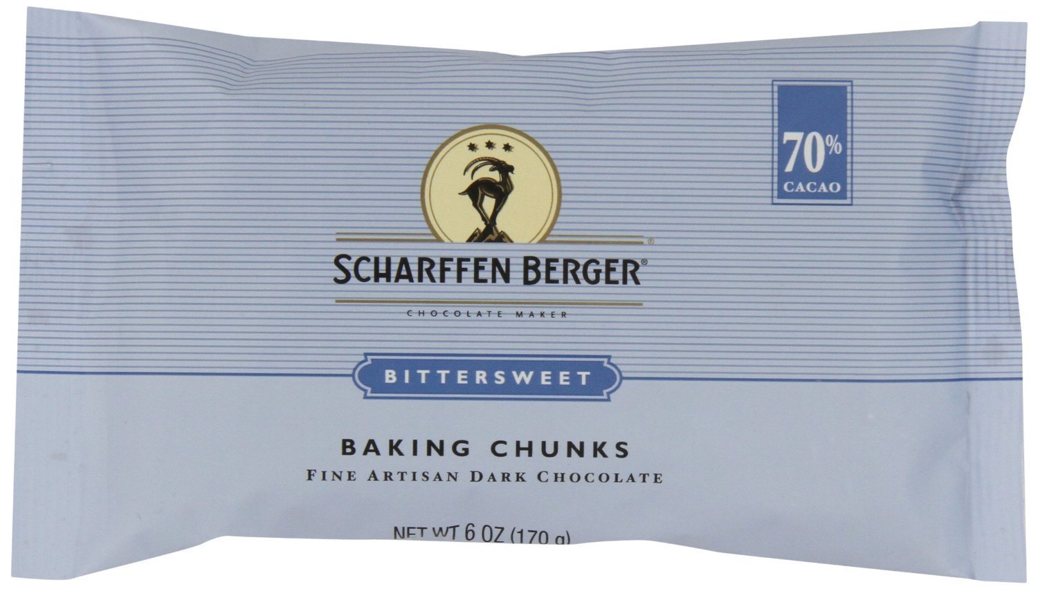 Scharffen Berger Bittersweet Dark Chocolate Baking Chunks (70% Cacao) - 6-Ounce Pack of 10 | Premium Baking Chocolate for Cookies, Cakes & Desserts | High-Quality Chocolate for Home Bakers & Professional Chefs