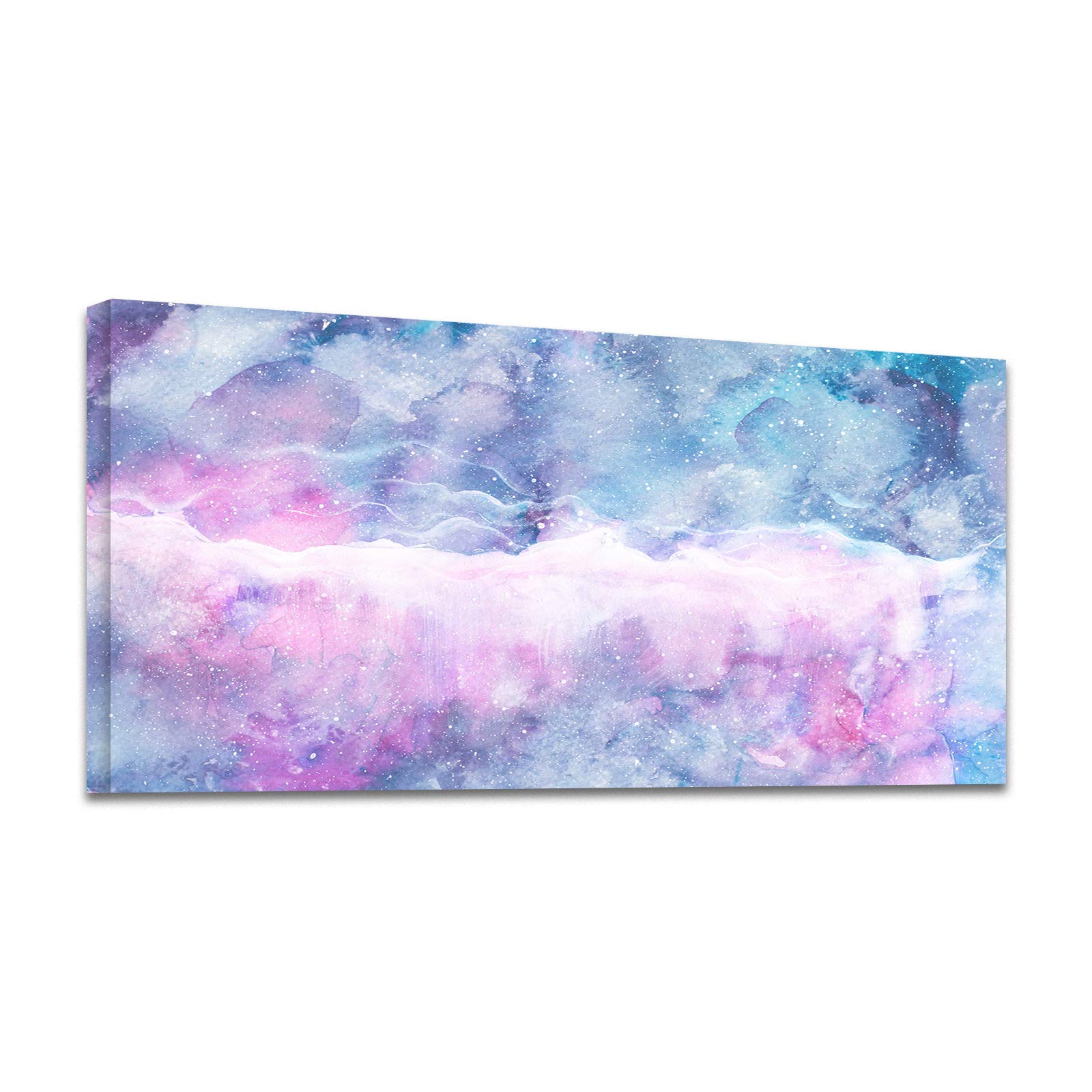 Looife 48x24 Inch Blue and Purple Nebula Abstract Canvas Wall Art - Modern Acrylic Paint Prints for Living Room, Bedroom & Office Decor - Gallery Wrapped Romantic Artwork - Perfect for Home, Apartment and Office Spaces