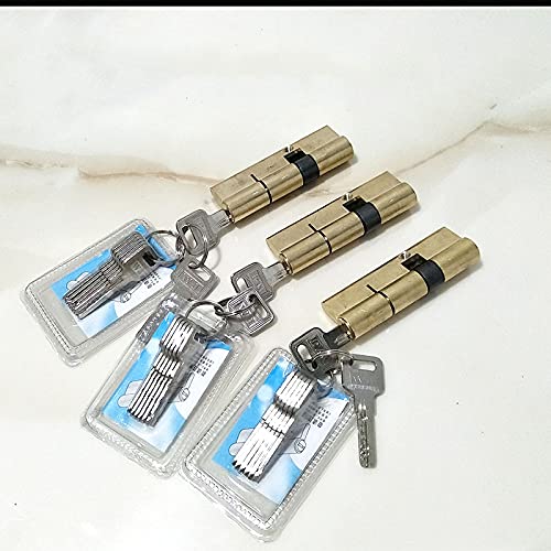 High Security AB Lock Core - 65mm & 70mm Pure Copper Padlock Cylinder with Anti-Theft Brass Key for Entrance Doors | Durable Single Row Marble Lock Mechanism (2-Pack) | Ideal for Home Security, Storage Units & Commercial Properties