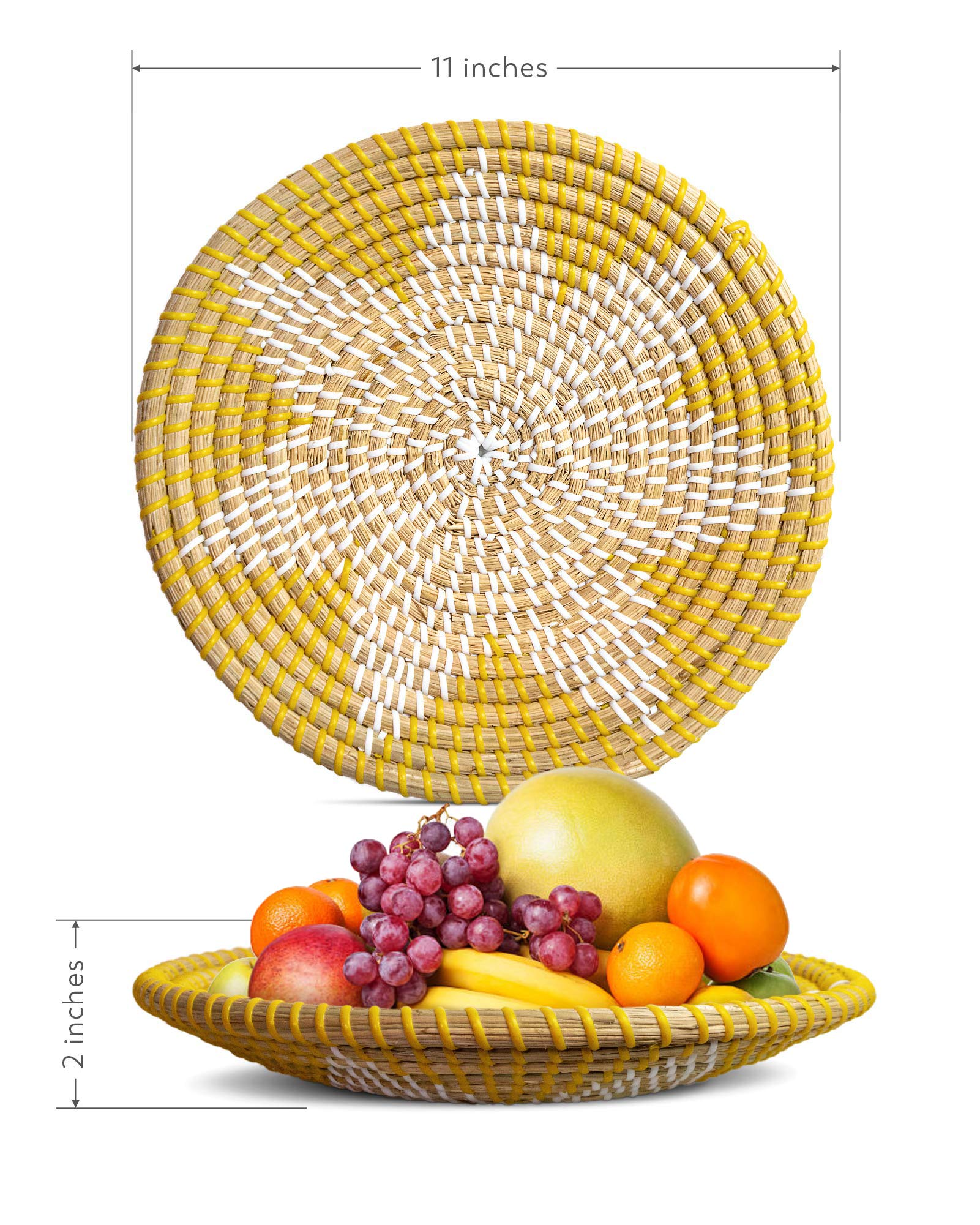 Handmade Boho Woven Wall Basket - Home Decor for Bedroom, Kitchen & Living Room - Goldenrod