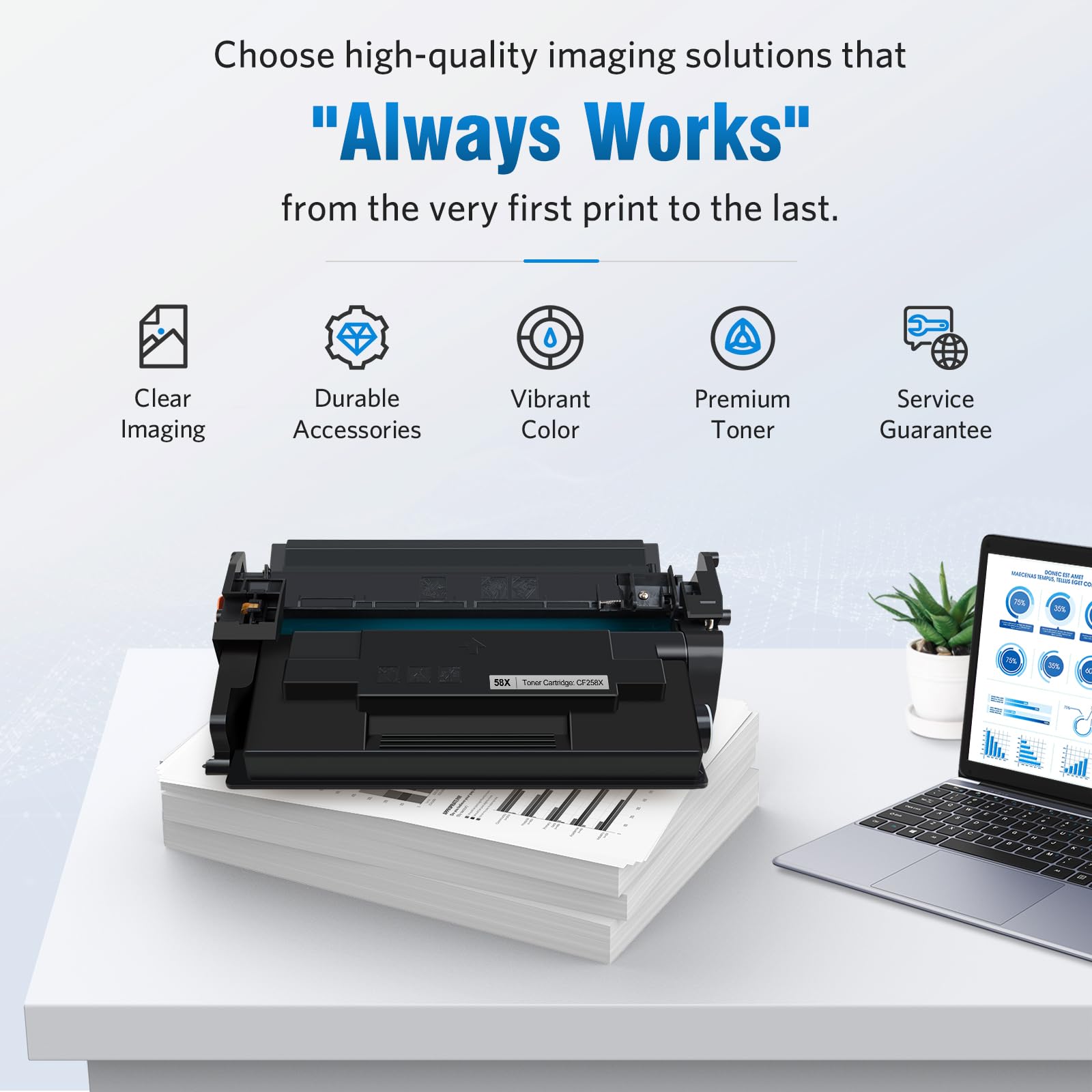 High Yield Black Toner Cartridge (10,000 Pages, with Chip) - 2-Pack Compatible Replacement for HP 58X CF258X MFP M428fdw M428fdn M428dw LaserJet Pro M404n M404dn M404dw M404 M428 Printers - Ideal for Office & Home Printing Needs