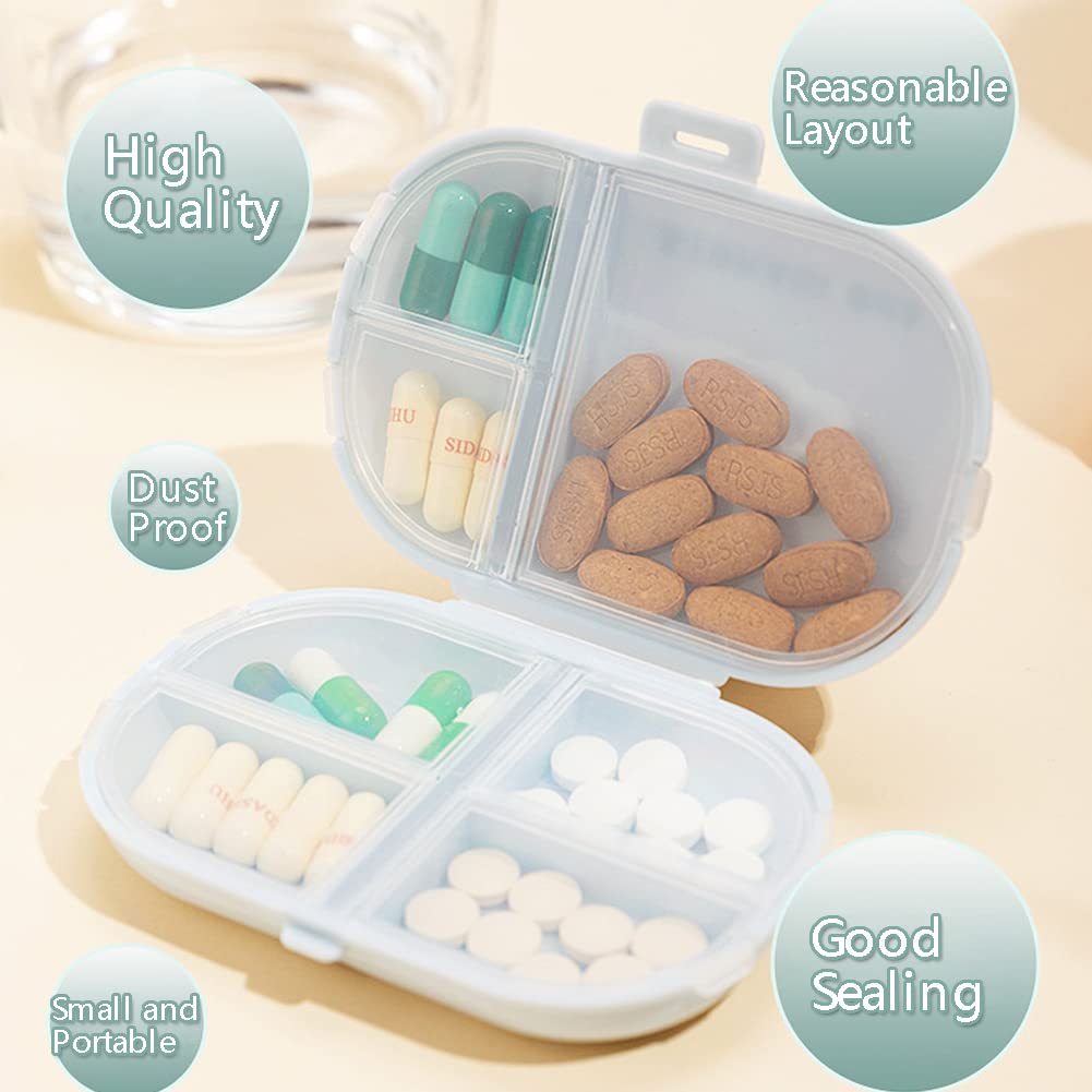 7 Compartment Travel Pill Organizer - Portable Daily Pill Box for Pills, Vitamins & Medication - Compact Medicine Case for Purse, Handbag & Travel Accessories (Pink) - Perfect for Daily Use, Business Trips & Vacation Packing