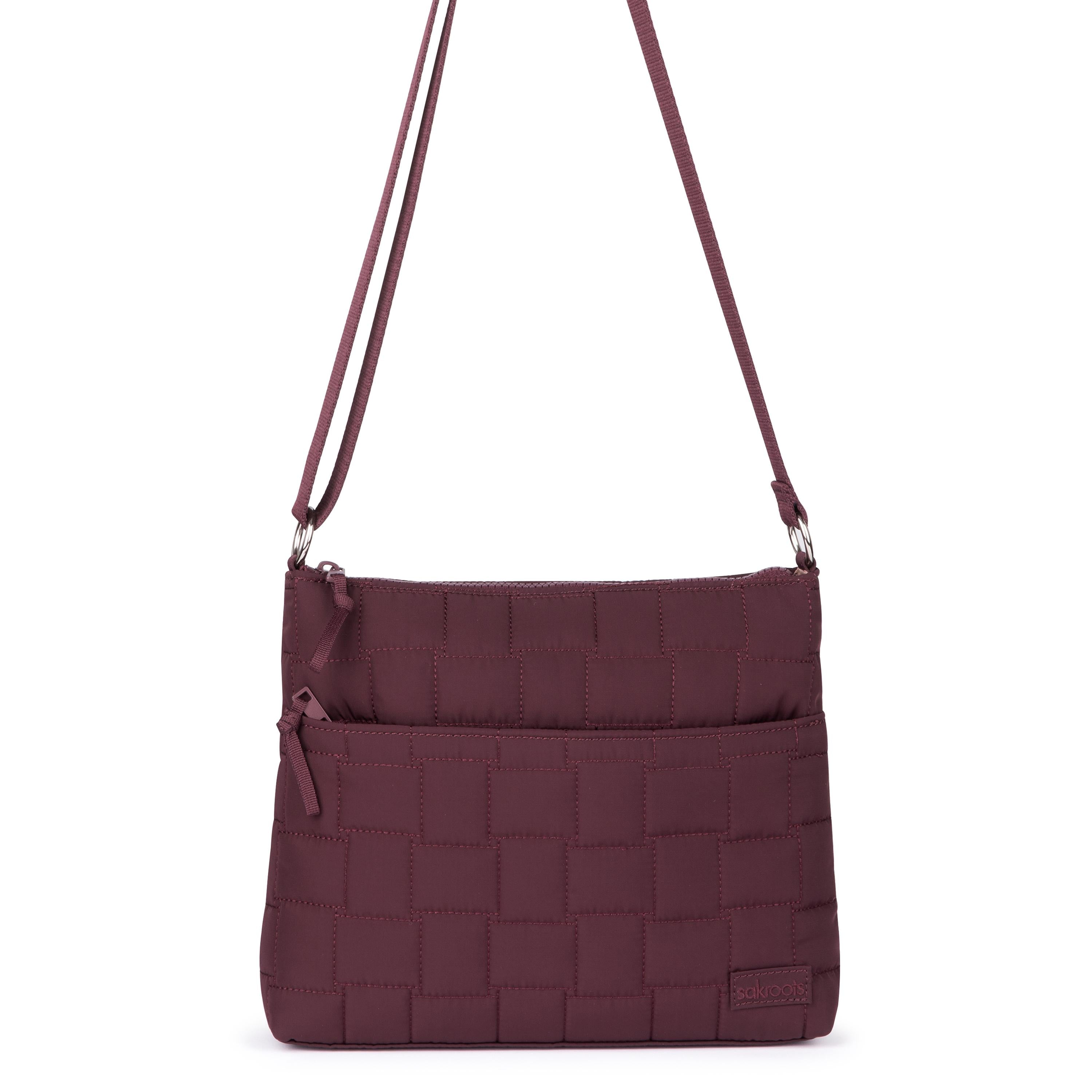 Eco-Friendly Crossbody Bag - Black Cherry Woven Quilted Design for Women | Perfect for Daily Use, Travel & Shopping