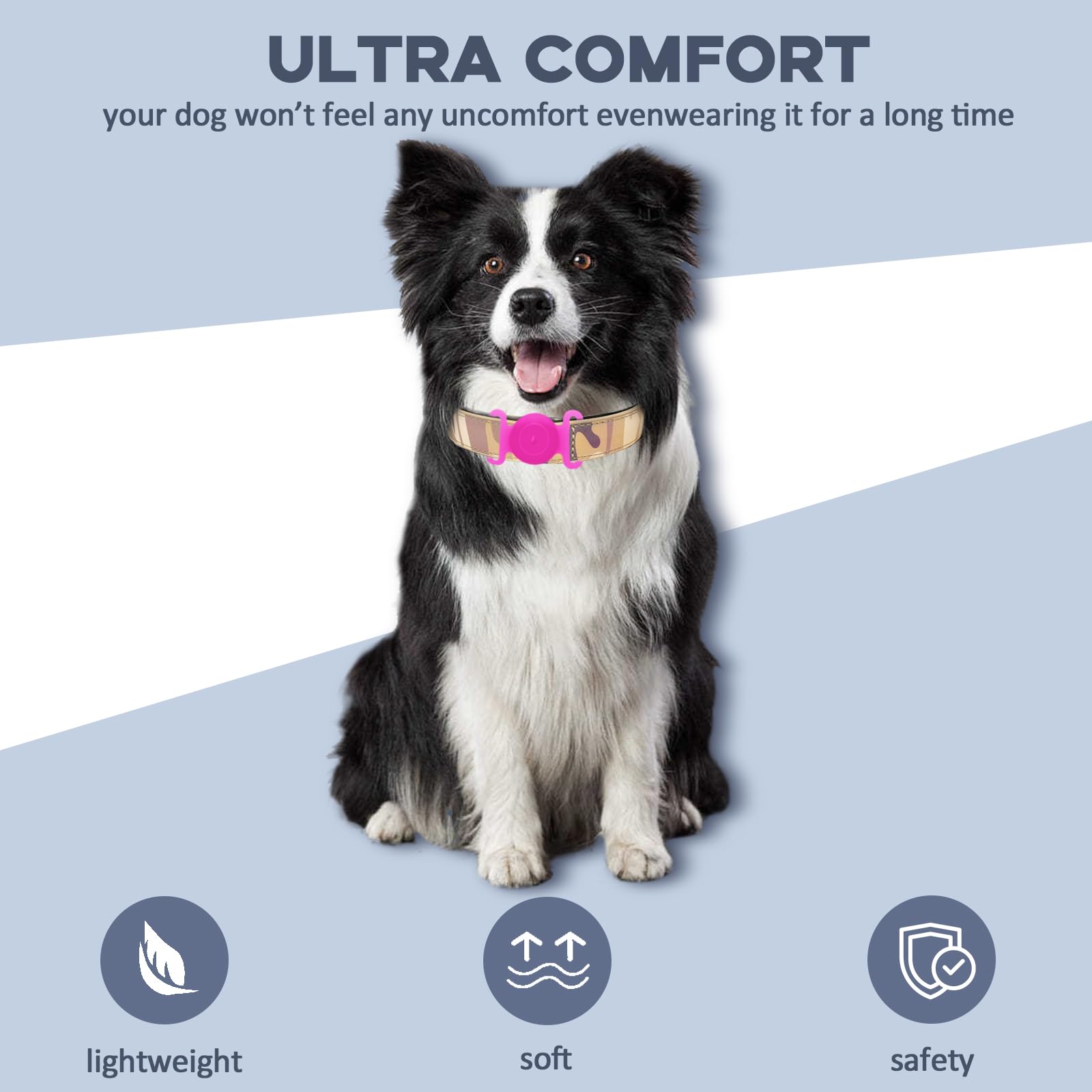 **Mini GPS Tracker for Dogs & Cats - IPX8 Waterproof Pet Locator with Holder, No Monthly Fee, Apple Find My Compatible (iOS) - Smart Pet Finder for Outdoor Adventures, Travel & Daily Safety (Glow-Pink)**