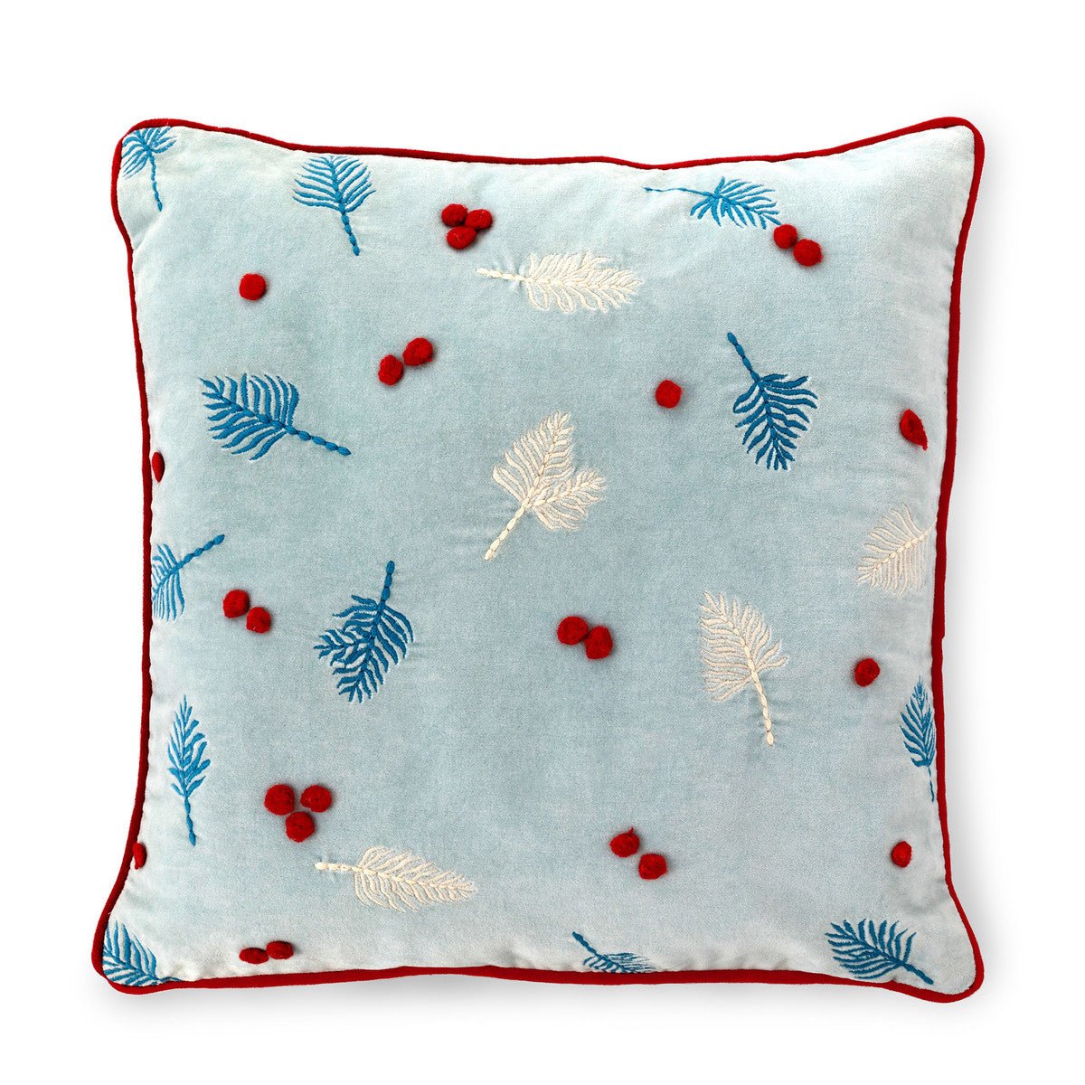 Alpine Embroidered Velvet Throw Pillow Cover - Elegant Floral Design for Sofa, Bed & Home Decor - Soft Luxury Cushion Case for Living Room, Bedroom & Nursery