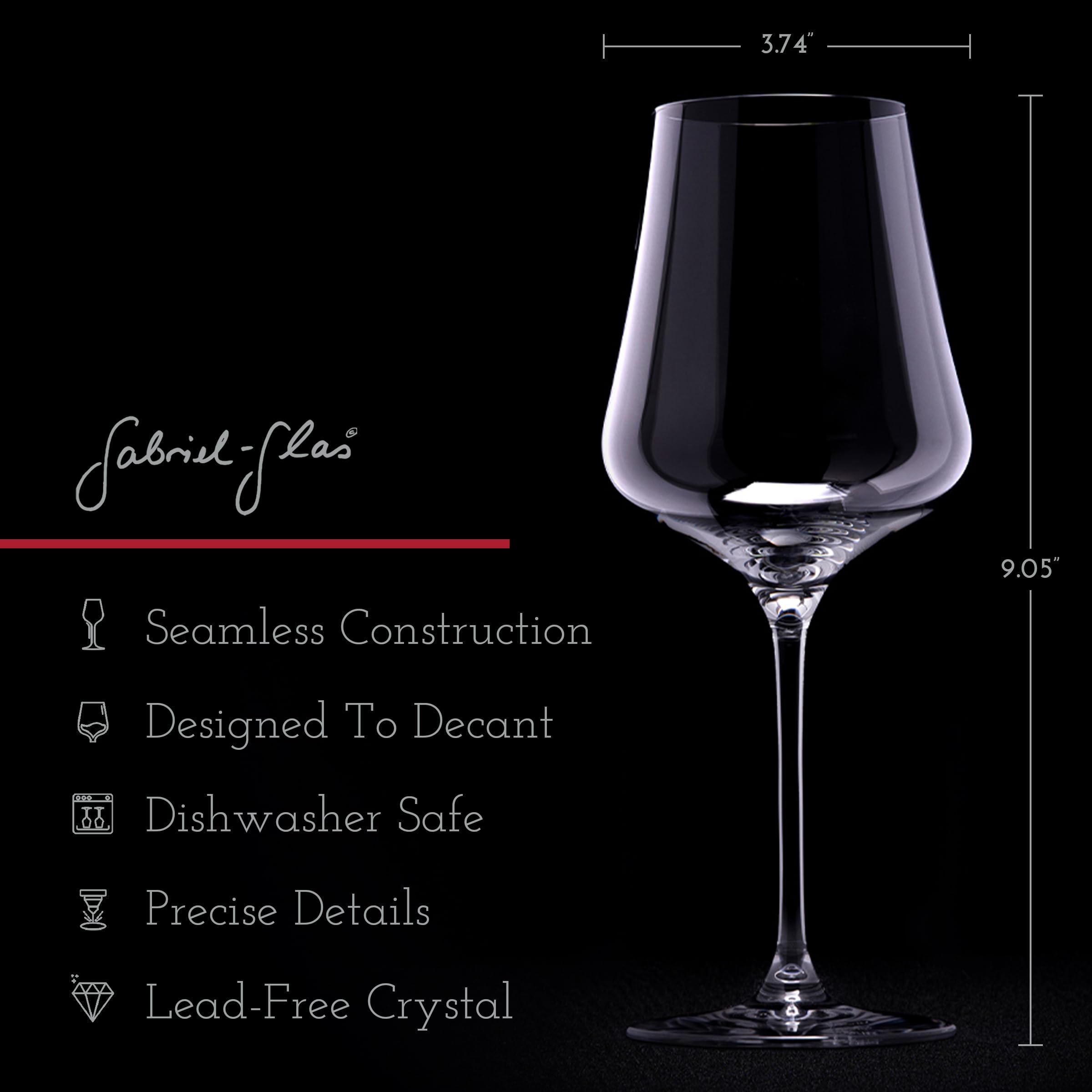 Premium Gabriel-Glas Crystal Wine Glasses Set of 6 with Gift Box - Universal Stemware for Red & White Wine - 16oz Lead-Free, Dishwasher Safe - Perfect for Dinner Parties, Weddings & Wine Tasting Events
