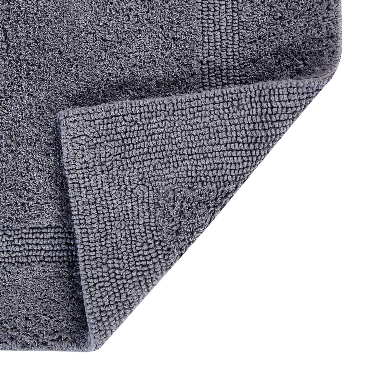 Better Trends 2-Piece Super Soft Bathroom Rugs Set - 100% Cotton Reversible Absorbent Floor Mats for Tub, Shower & Laundry Room - Machine Washable Gray Bath Decor (Perfect for Cozy Bathrooms & Spa-Like Retreats)