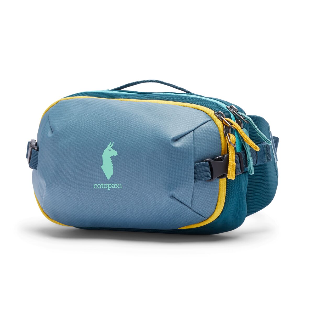 Cotopaxi Allpa X 3L Hip Pack - Waterproof Waist Bag for Travel & Hiking - Blue Spruce/Abyss - Compact Fanny Pack for Outdoor Adventures, Running & Daily Use