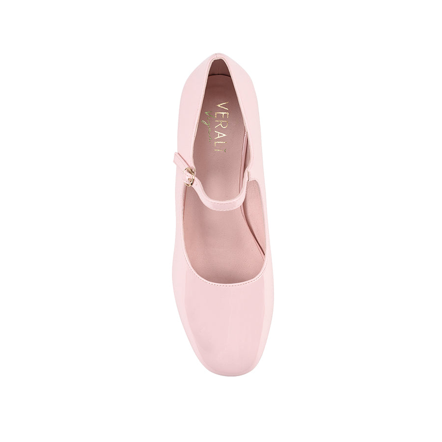 Kenna Mary Jane Block Heels - Blush Pink Patent Leather Women's Shoes for Work, Wedding & Special Occasions