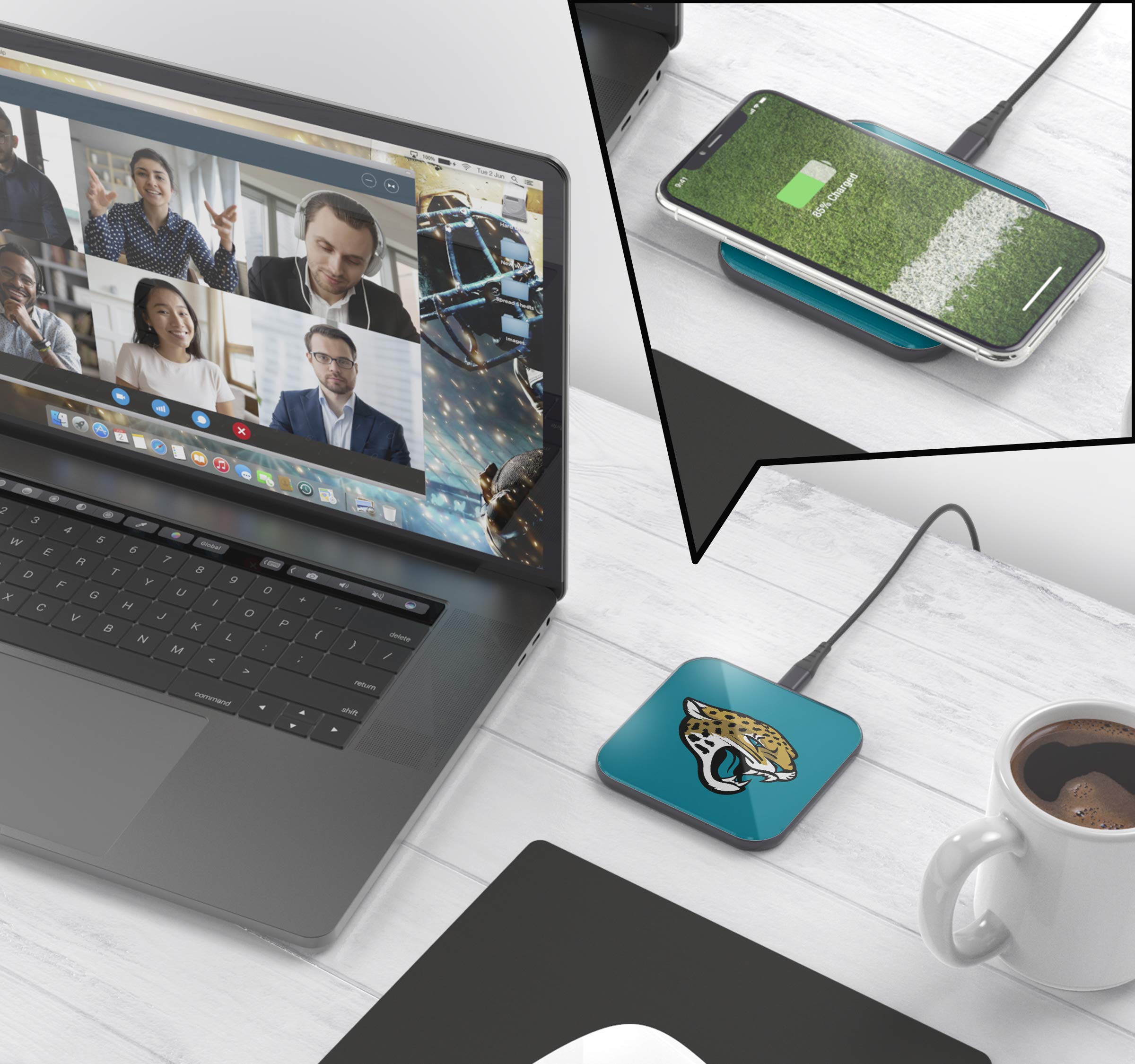 SOAR NFL Team Logo Wireless Charging Pad V.2 - Fast Qi-Certified Phone Charger for iPhone & Android - Perfect for Home, Office & Game Day Decor