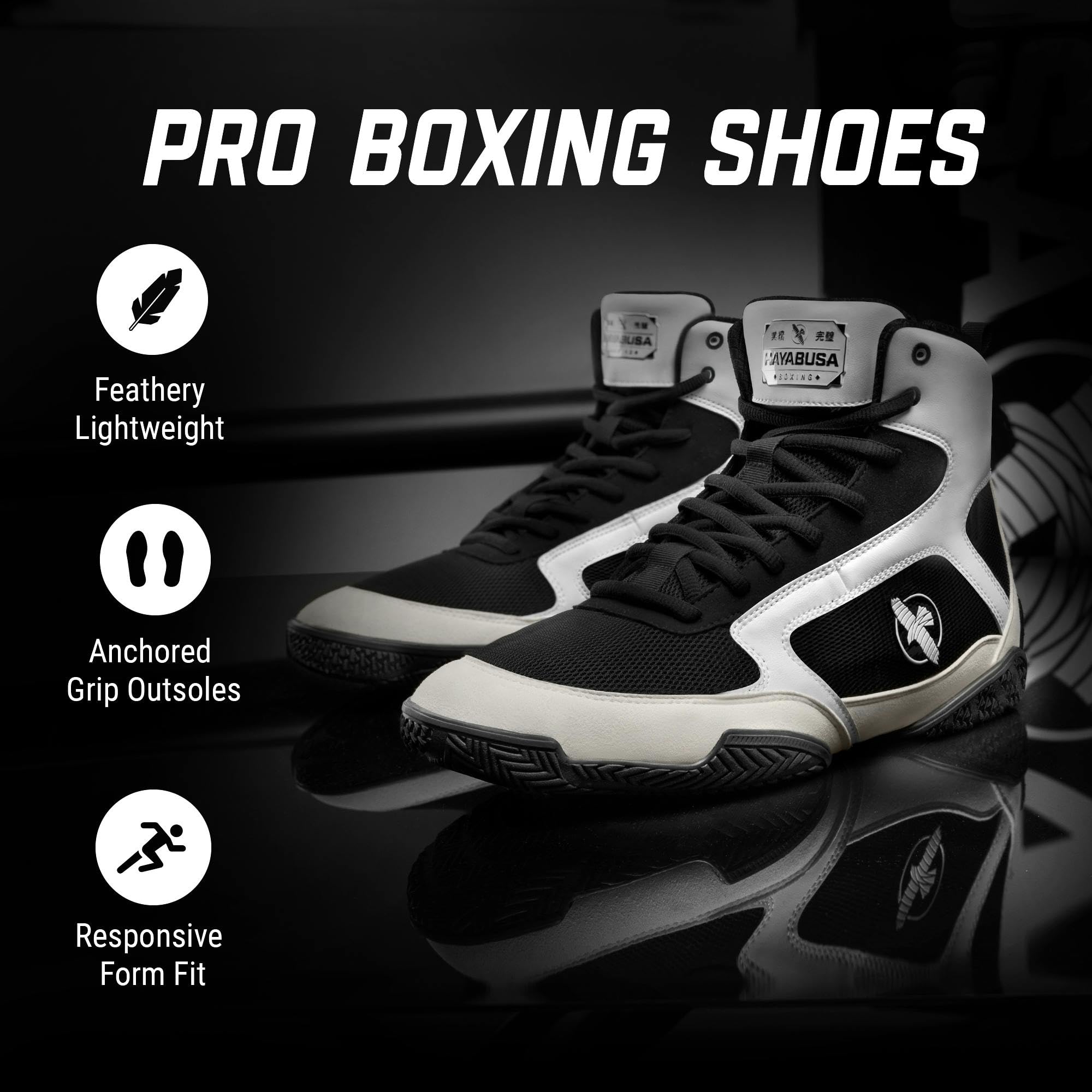 Hayabusa Pro Boxing Shoes for Men & Women - Lightweight & Breathable Training Footwear for Boxing, MMA & Kickboxing - Perfect for Gym, Sparring & Competition