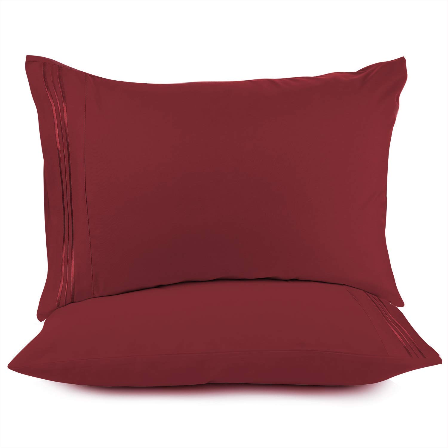 Premium Twin Size Burgundy 2-Piece Pillowcase Set - 20