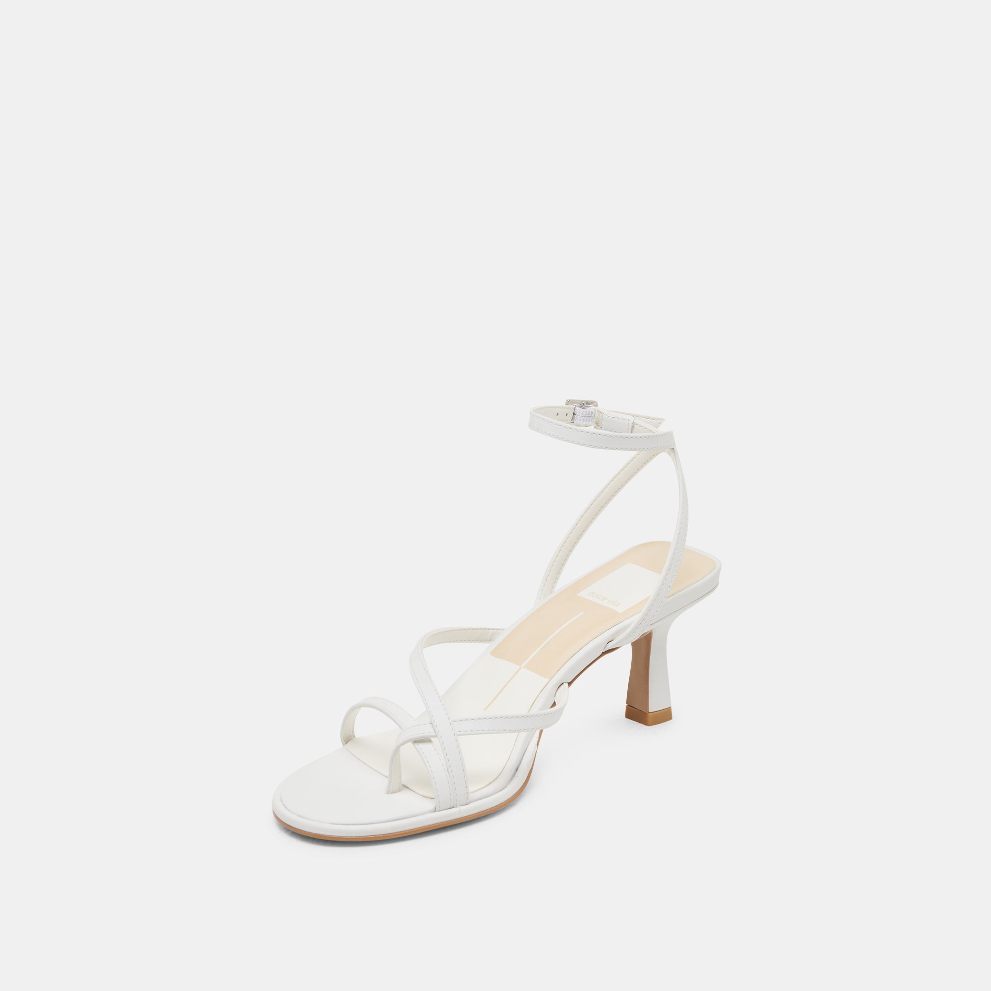 MORAH Women's Wide Heel Sandals - Genuine White Leather Dress Shoes for Wedding, Party & Office Wear