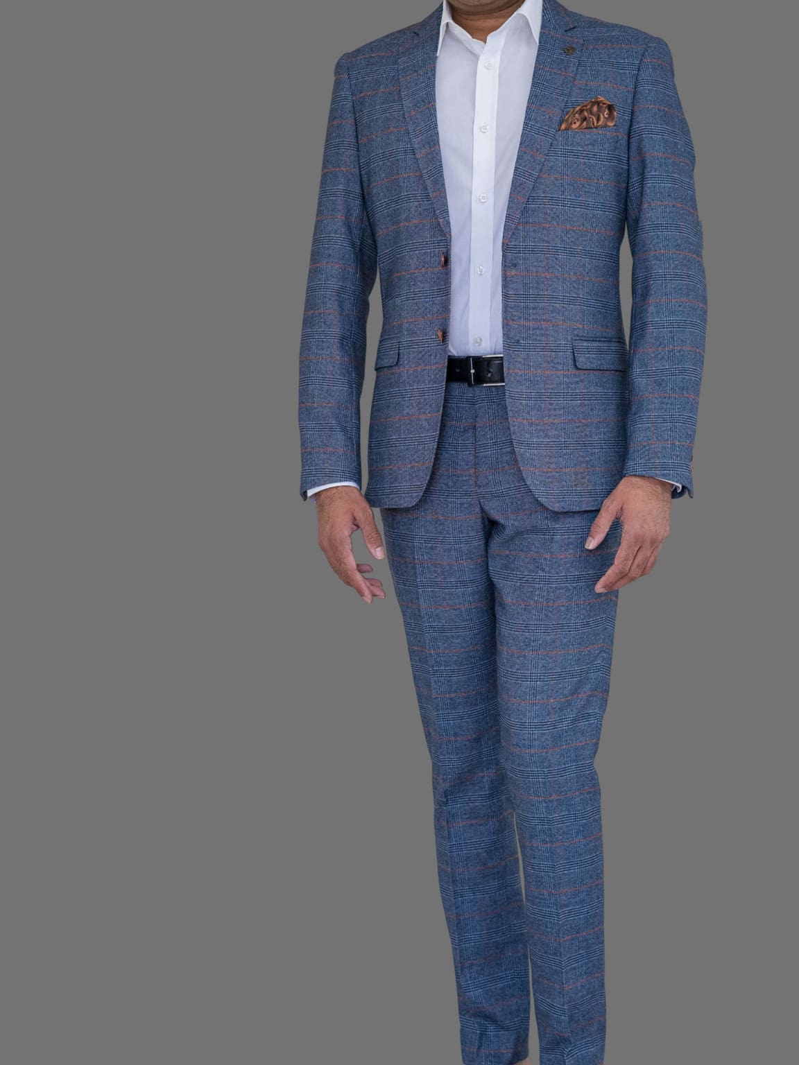 Marc Darcy Jenson Men's Sky Blue Checkered Blazer - Slim Fit Casual Sports Coat for Weddings, Office & Business Events