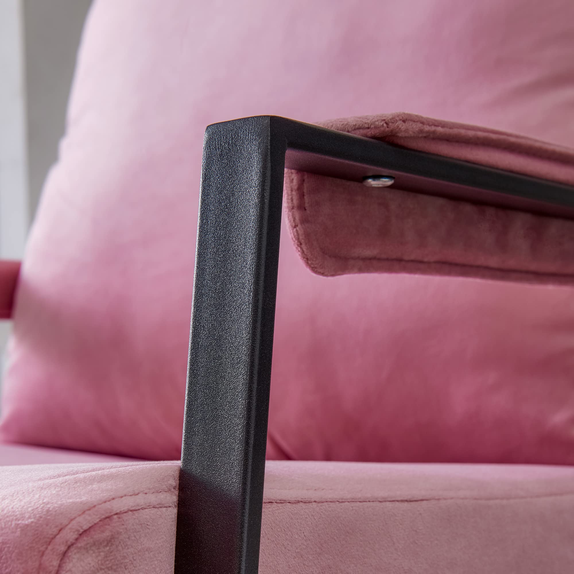 Modern Velvet Accent Chair - Single Arm Lounge Chair with Soft Cushion for Living Room & Bedroom, Contemporary Design, Sturdy & Durable, Easy to Clean & Assemble (Pink) - Perfect for Reading Nook, Cozy Corner or Small Space Decor