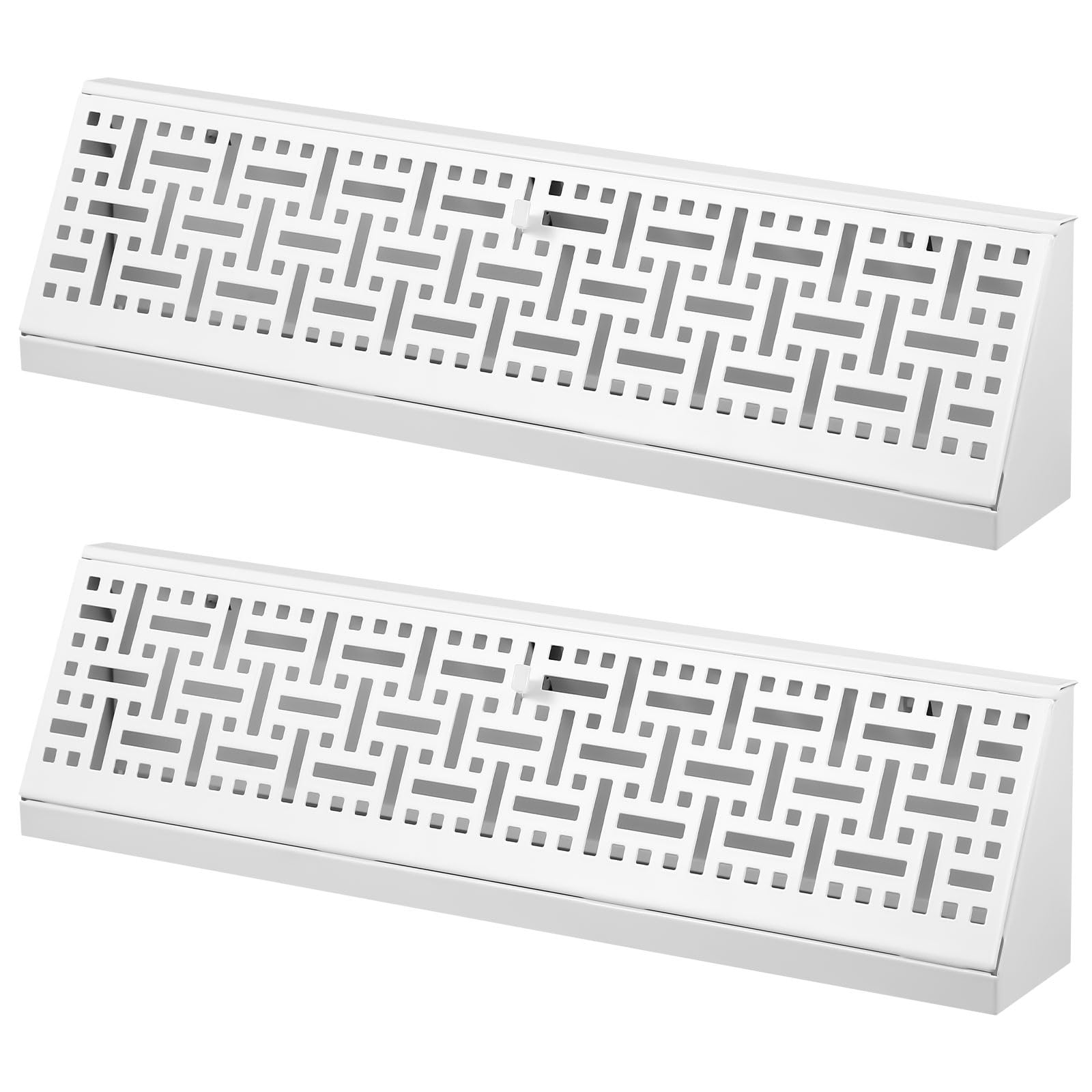Landhoow 2 Pack White 18 Inch Baseboard Register Diffuser - HVAC Vent Covers for Home Floor & Wall, Decorative Air Vent Grilles for Bedroom, Living Room & Office