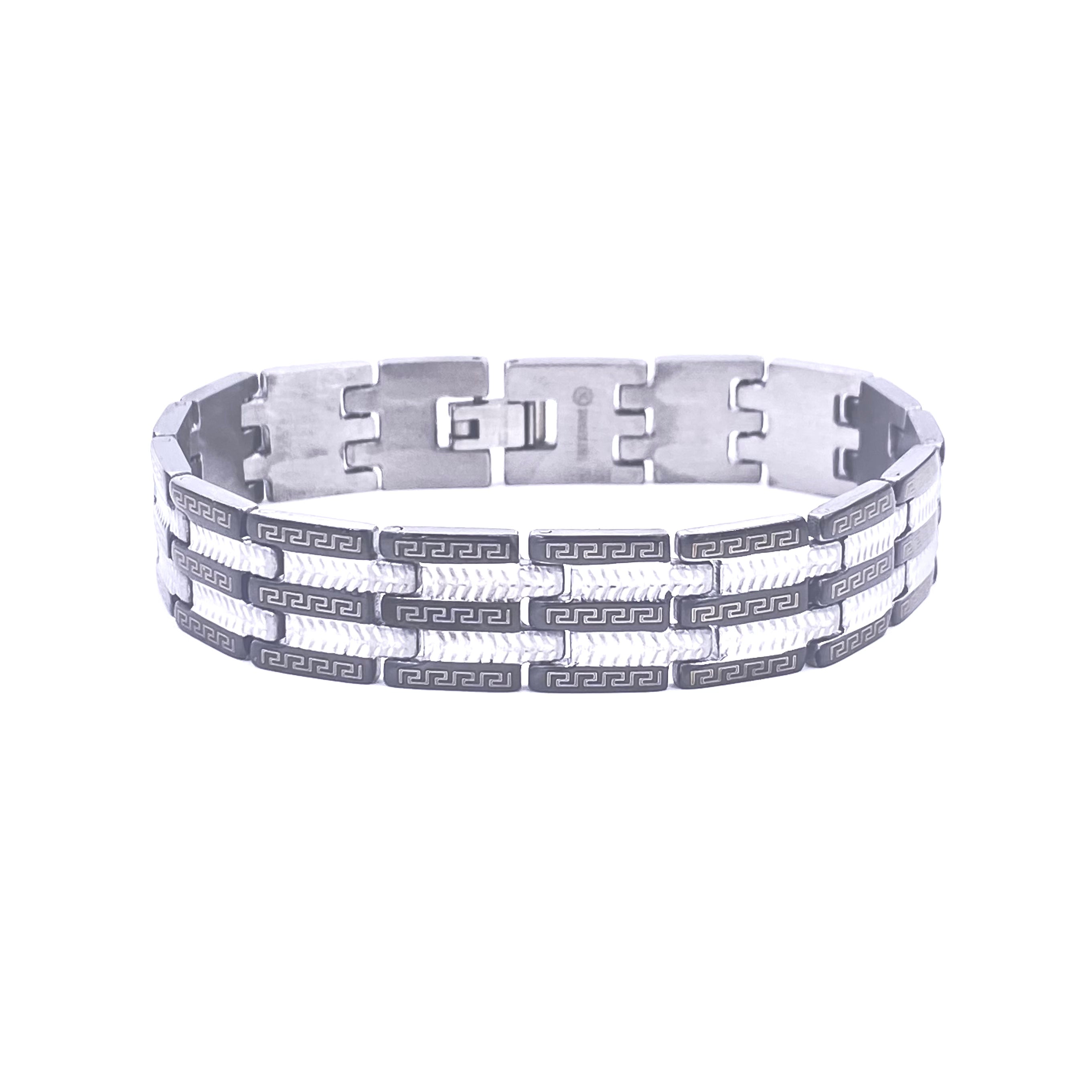 Ashley Gold Stainless Steel Two-Toned Faceted 5-Row Men's Bracelet - Durable & Stylish Jewelry for Men, Perfect for Gifts, Weddings & Everyday Wear