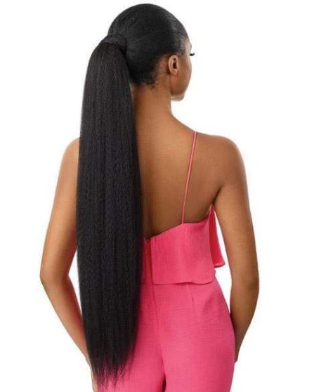 Outre Pretty Quick Pony Jumbo Kinky Straight Hair Extensions - Clip-In Synthetic Hair for Women, Perfect for Parties, Cosplay & Everyday Styling
