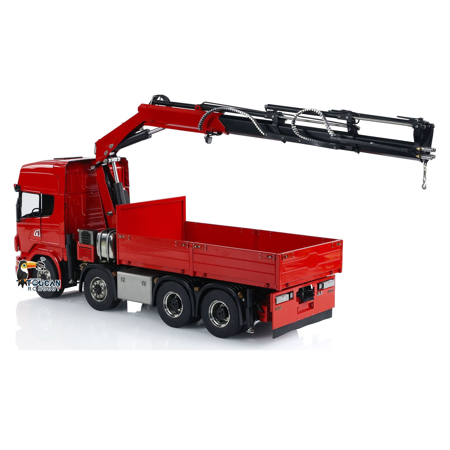TOUCAN 1/14 Scale 8x8 Hydraulic RC Crane Tractor Truck - Electric Radio Controlled Construction Vehicle with Quick-Attach Bucket & 3-Speed Transmission - Perfect for Construction Site Play & RC Hobby Enthusiasts