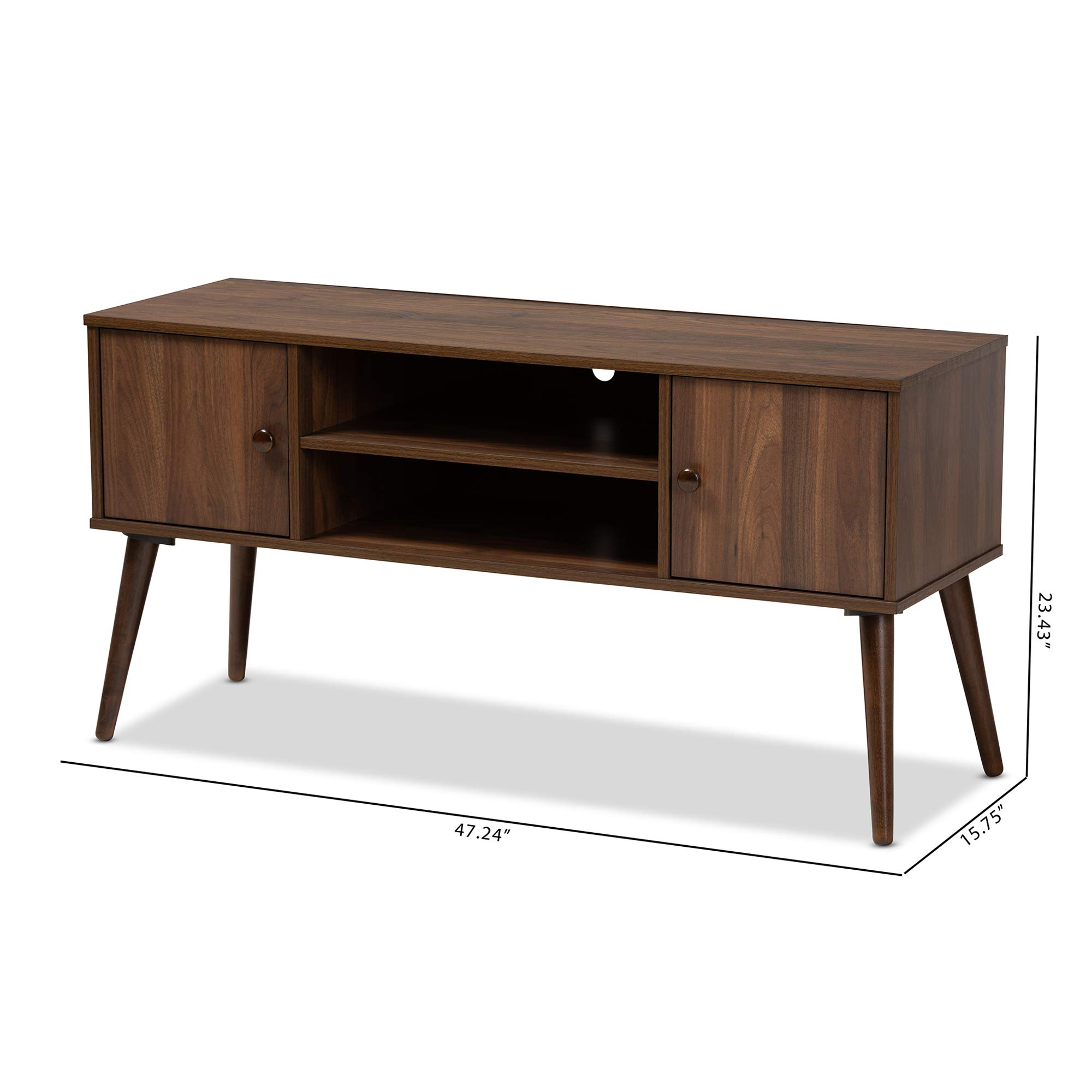 Baxton Studio Modern TV Stand - Walnut Finish, 1 Size - Perfect for Living Room, Bedroom & Home Theater Setup