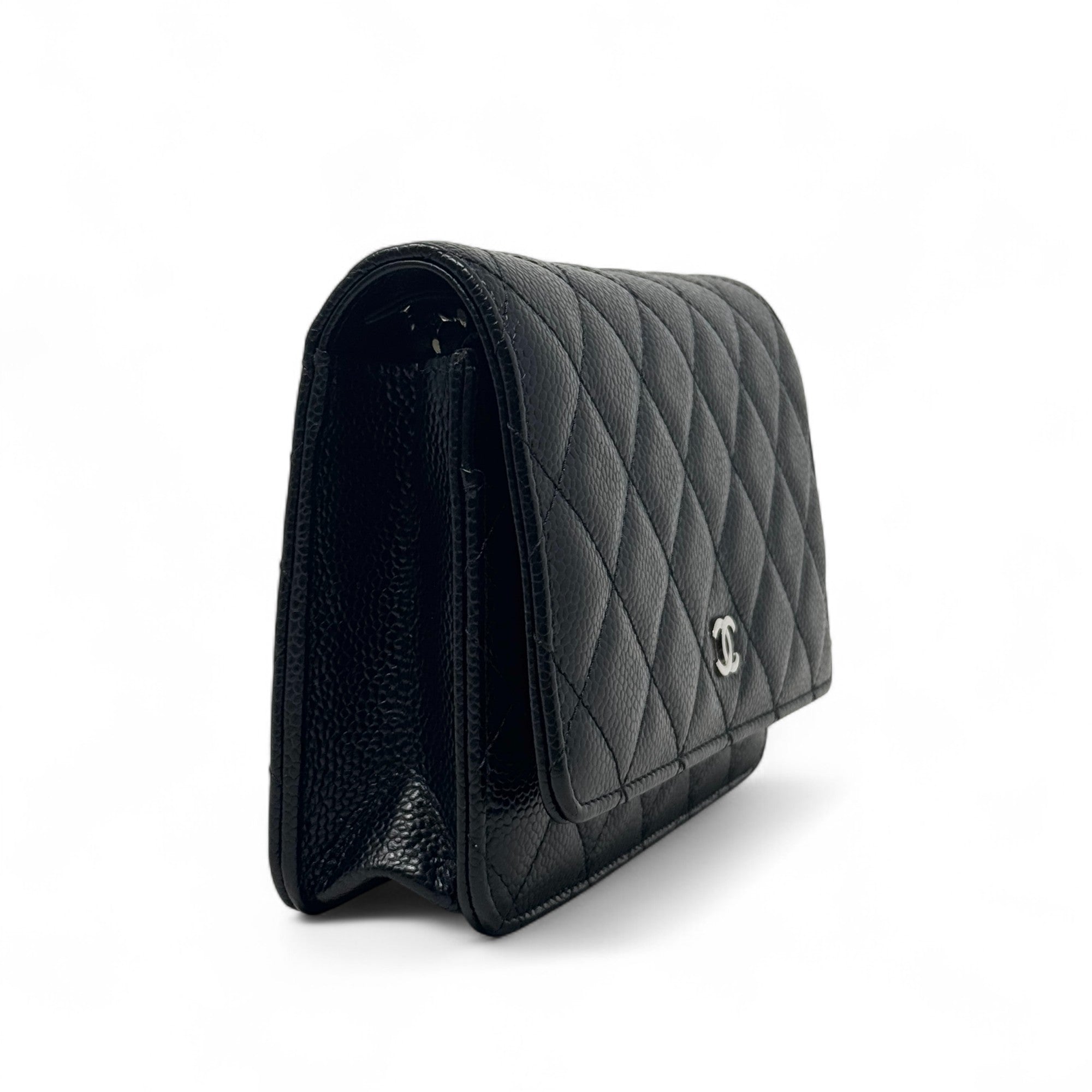 Chanel Black Quilted Caviar Leather Wallet on Chain Crossbody Bag - Elegant & Luxurious for Parties, Dating & Evening Events