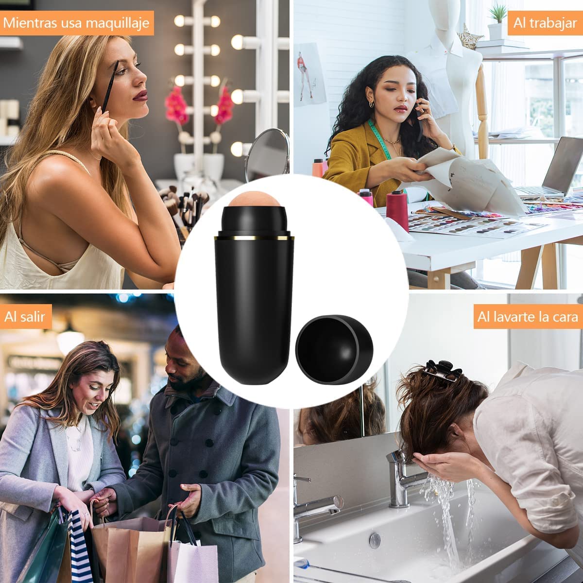 Scizor Volcanic Stone Oil Absorbing Face Roller - Reusable Oil Control Skincare Tool for Oily Skin | Makeup-Friendly Oil Absorber Roller | Perfect for On-the-Go Shine Control & Touch-Ups