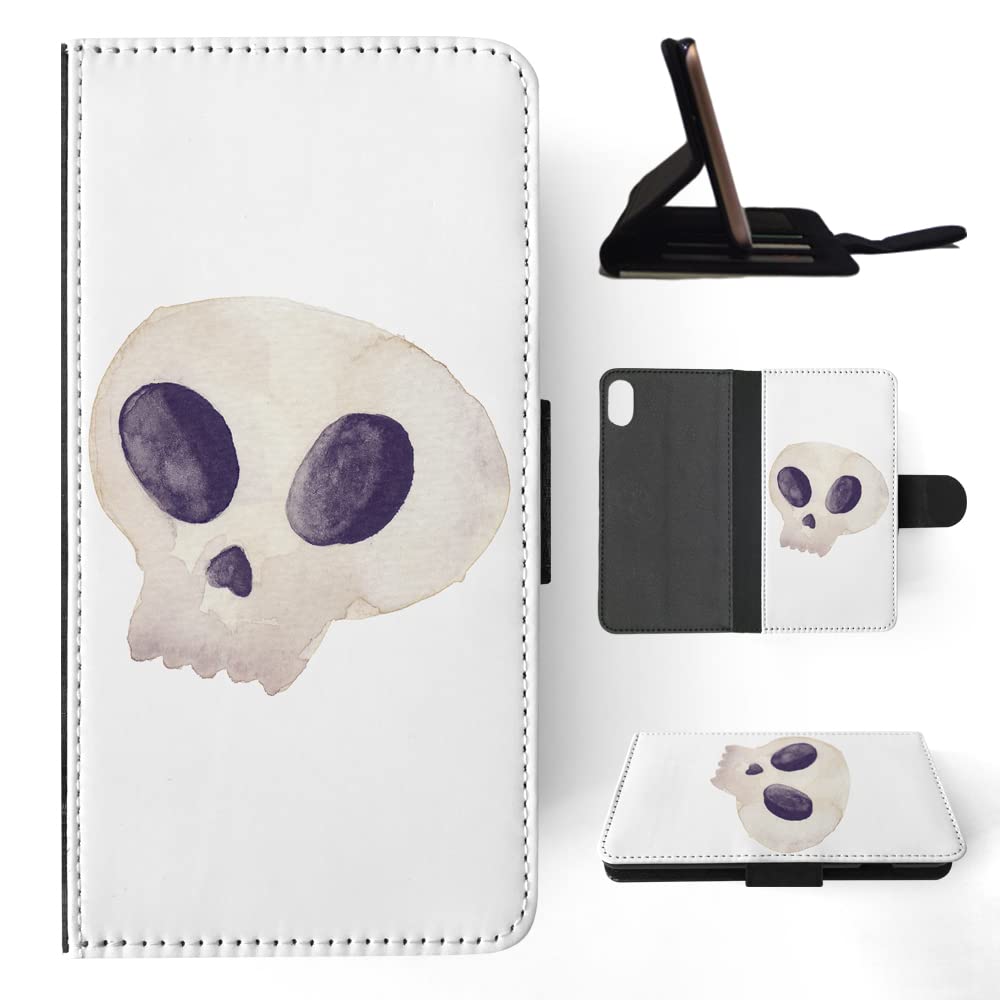 Watercolor Skull Art Flip Wallet Phone Case for Apple iPhone Xs MAX - Stylish Protective Cover for Everyday Use & Travel