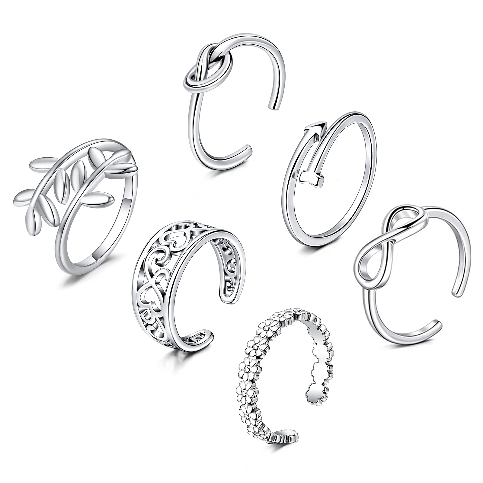 Adjustable Open Toe Rings for Women with Anklet Set - CZ Flower Summer Beach Foot Jewelry - Perfect for Vacation, Sandals, Pedicures & Boho Fashion