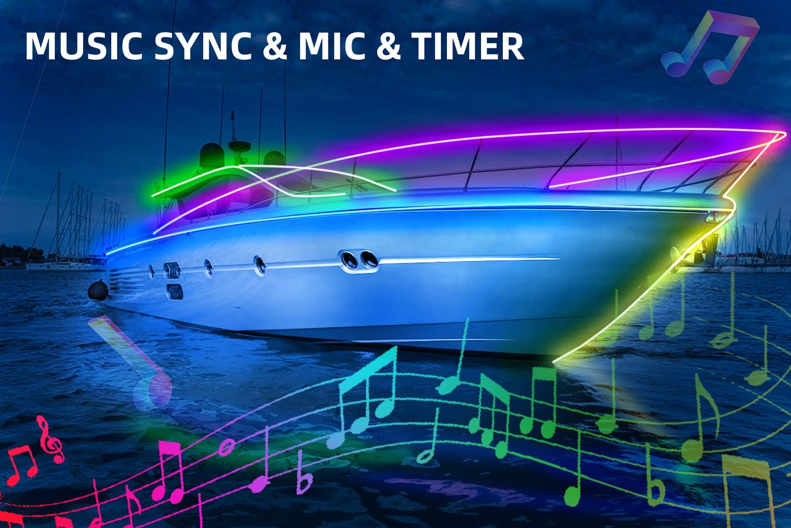 32.8FT Marine Submersible LED Strip Lights - IP68 Waterproof RGB Underwater Boat Lights for Night Fishing, Pontoon Boats & Deck Lighting | APP & RF Remote Control | Perfect for Night Cruising, Party Decoration & Underwater Illumination