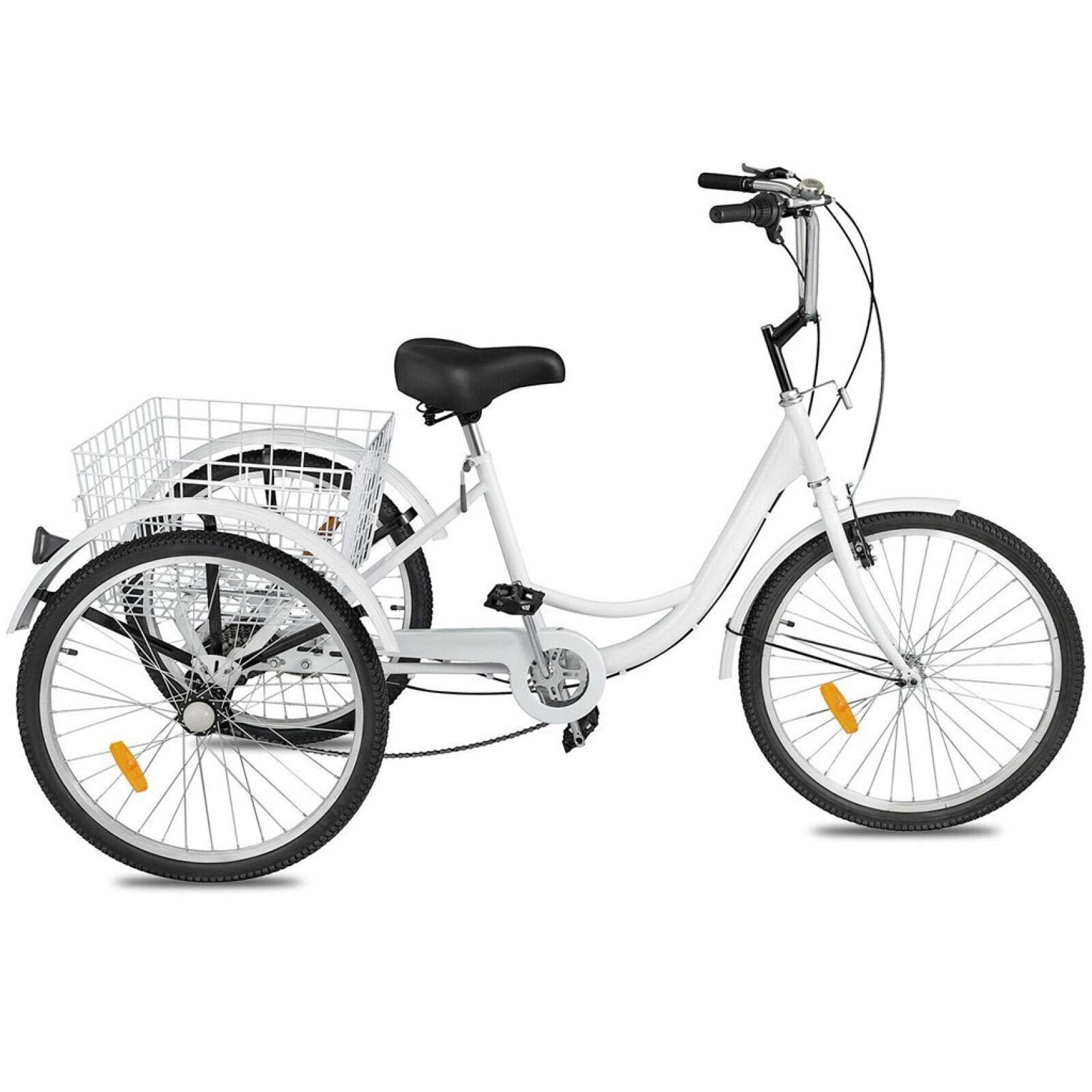 **Kevydoop 24 Inch Adult Tricycle 7-Speed 3-Wheel Bike - Comfortable Cruise Trike with Large Shopping Basket for Seniors, Women & Men - Perfect for Grocery Shopping, Exercise & Outdoor Leisure**