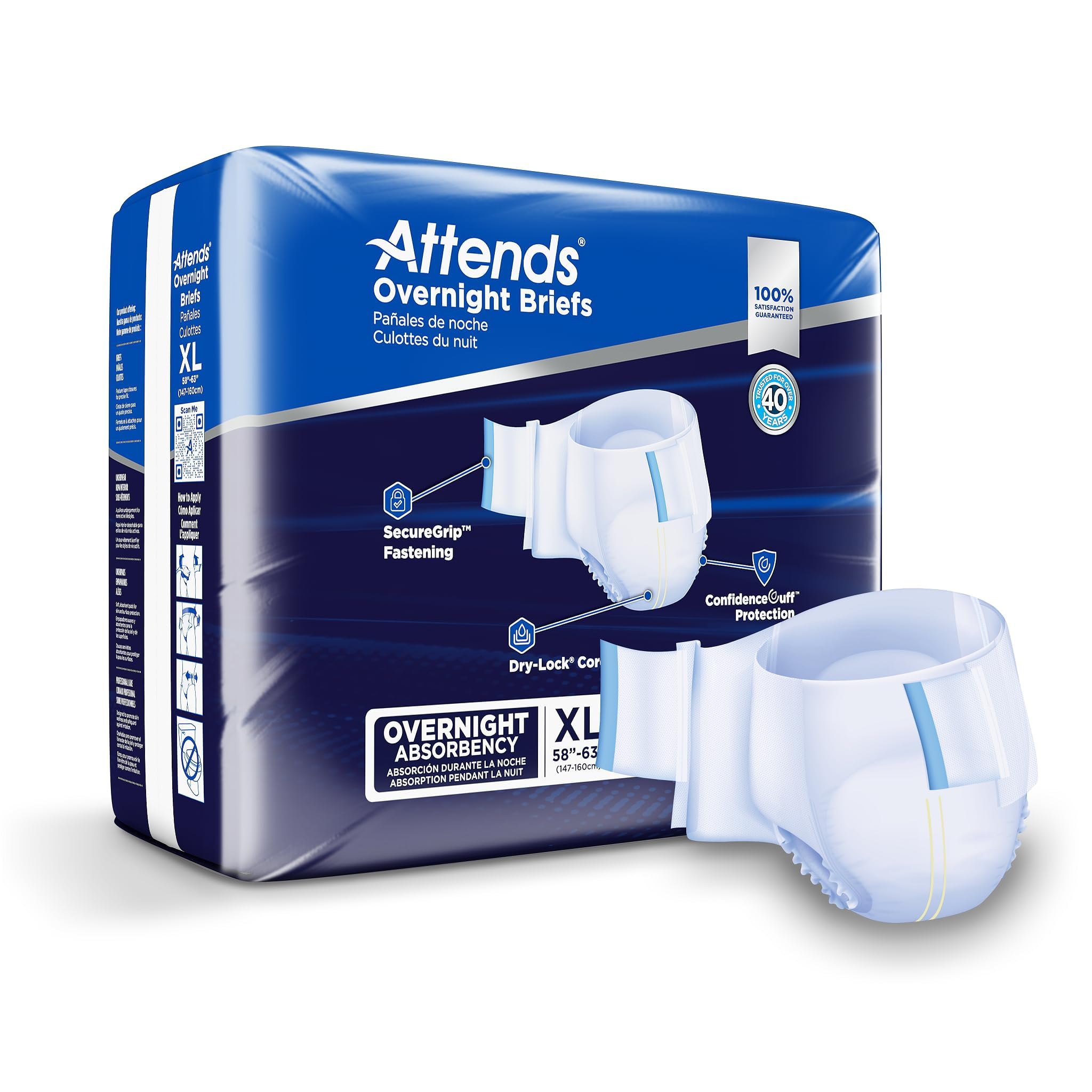 Attends Overnight Disposable Briefs for Adults - X-Large (58