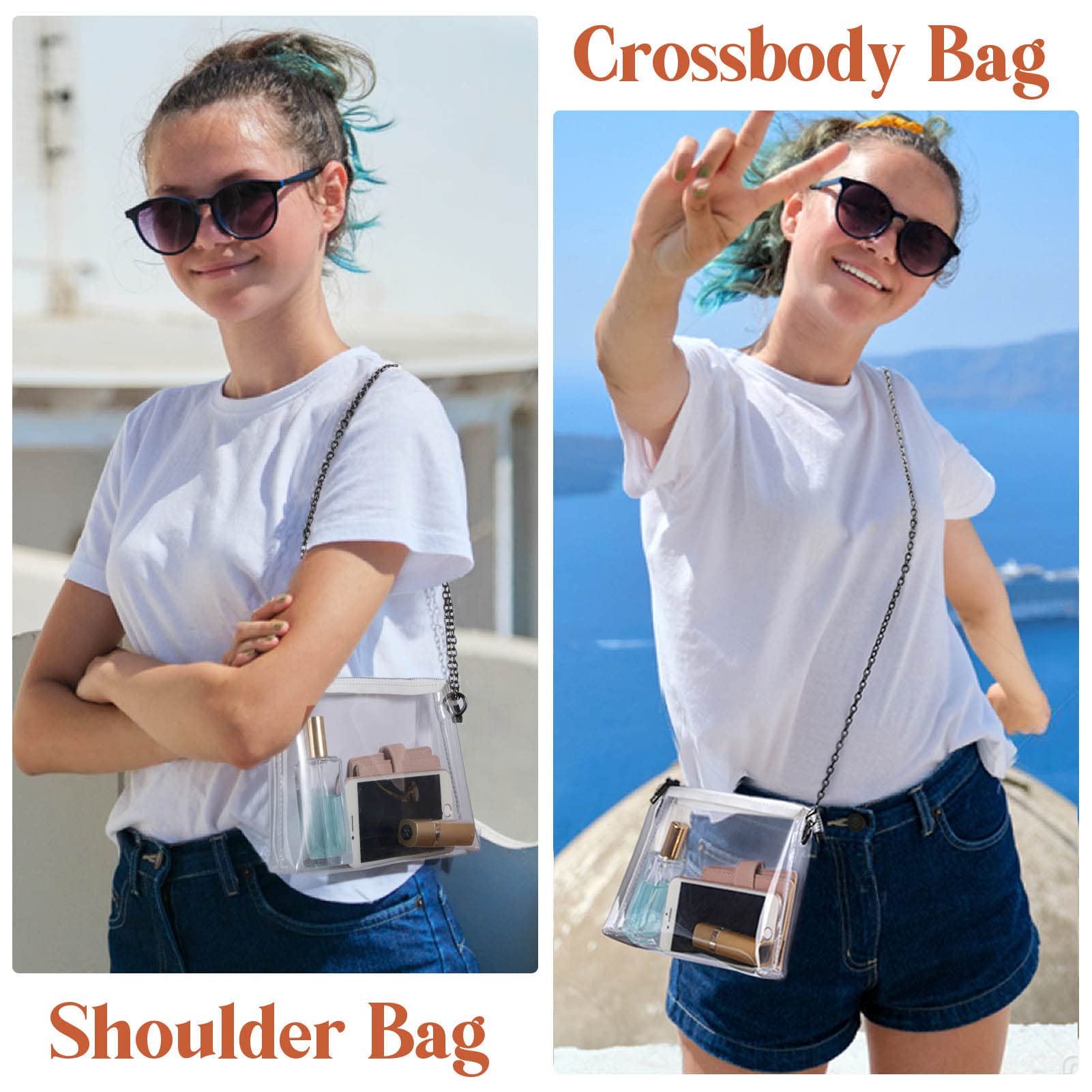 Lorbro Clear Purse for Women - Stadium Approved Transparent Crossbody Bag with Secure Zipper Closure | Perfect for Concerts, Sports Events & Travel | Fashionable & Functional Clear Handbag