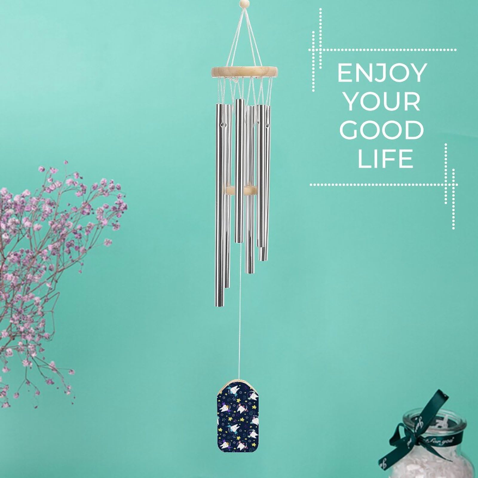 Magic Teeth with Wings Wind Chimes - Outdoor Memorial Wind Chime Gift for Mom & Dad - Patio, Garden & Yard Decor - Perfect for Relaxing in Backyard & Honoring Loved Ones