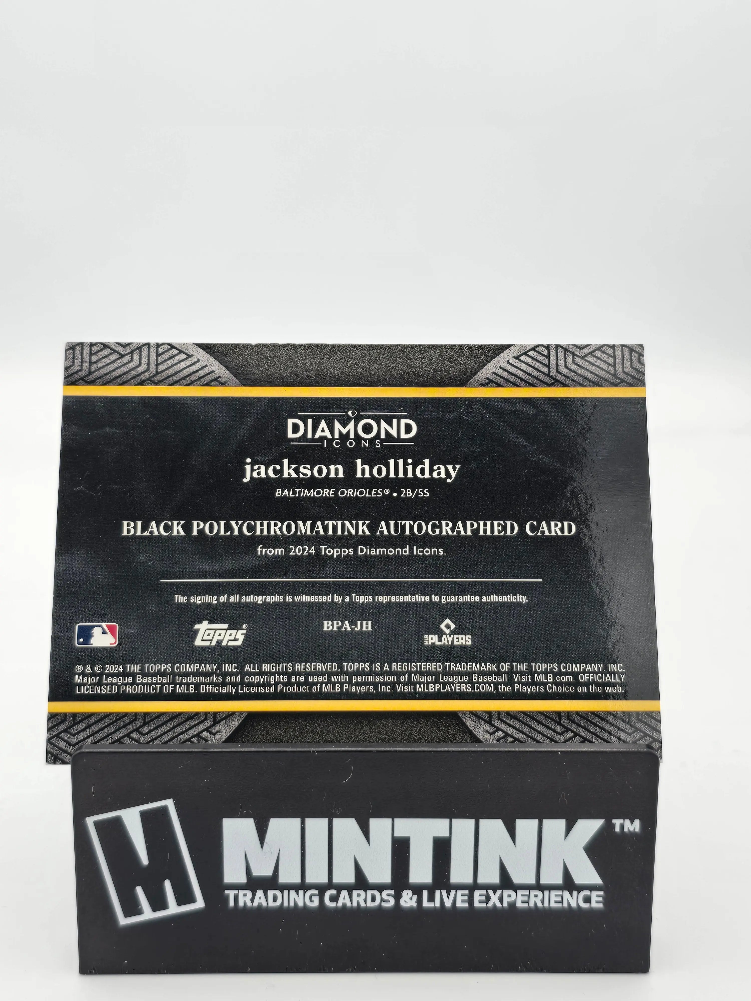 2024 Topps Diamond Icons Baseball Jackson Holiday Black Chromatink Gold Auto 1/10 - Rare Collectible Trading Card for Baseball Fans & Sports Memorabilia Collectors - Perfect for Display, Investment & Gifting