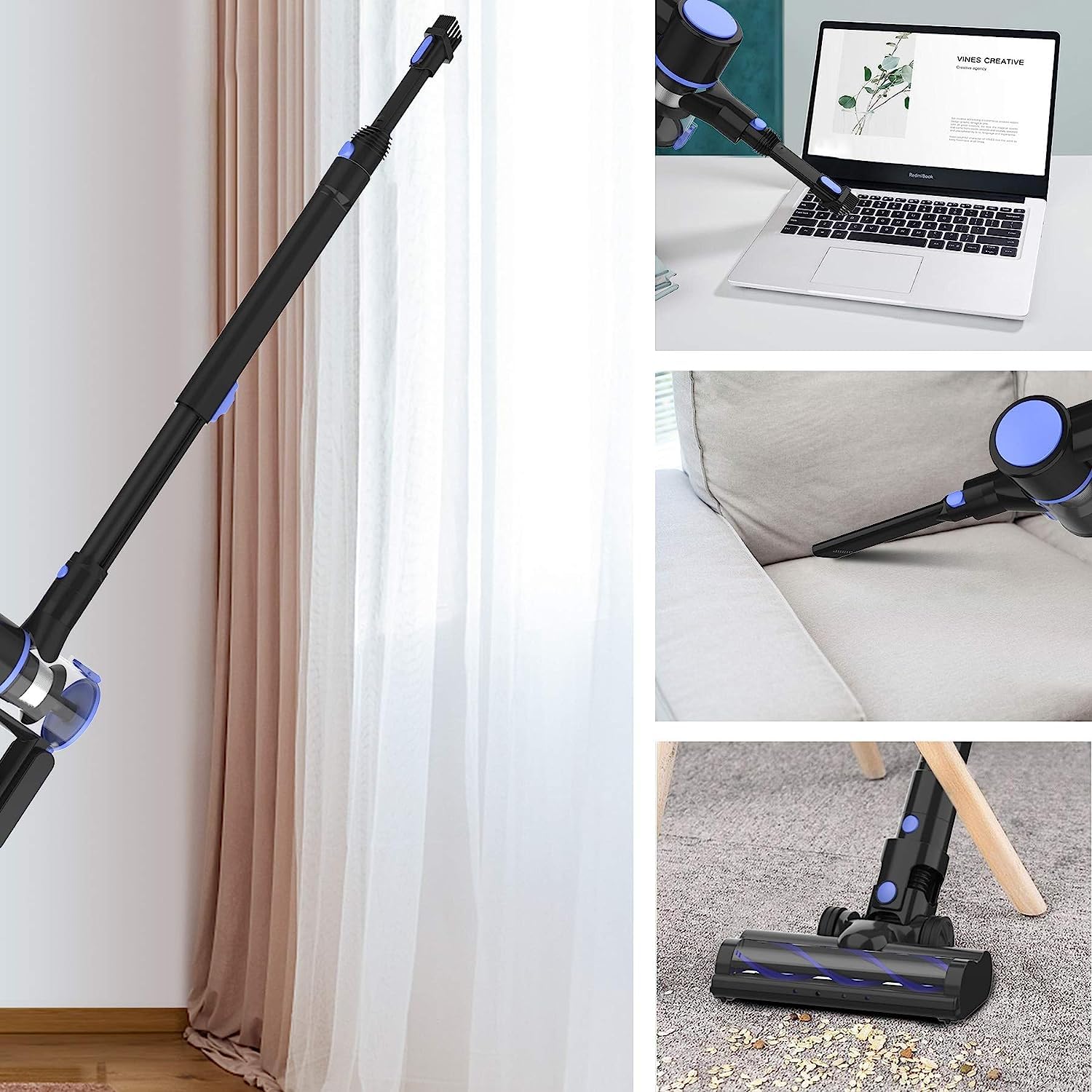 WOWGO Cordless Vacuum Cleaner - 6-in-1 Lightweight Stick Vacuum for Home Cleaning, 40 Min Runtime, Handheld for Hardwood Floors, Carpets, Cars & Pet Hair | Perfect for Apartments, Stairs & Quick Cleanups