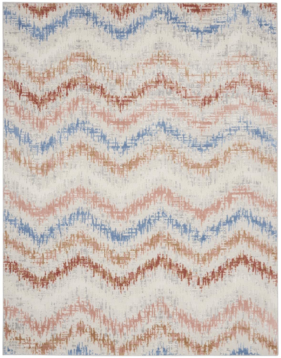 Nourison Elation Abstract Ivory Multicolor 9x12 Area Rug - Easy Clean, Non-Shedding, Soft & Durable - Perfect for Living Room, Bedroom, Dining Room or Kitchen Decor