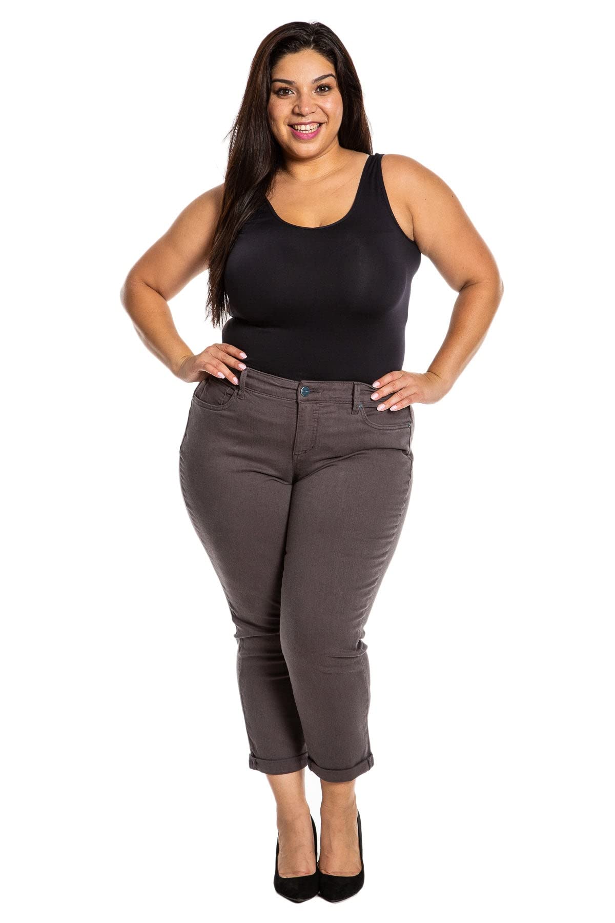 Premium Women's Plus Size Stretch Mid Rise Boyfriend Jeans | Comfortable & Trendy Slink Denim (Color) - Perfect for Casual Outings & Everyday Wear