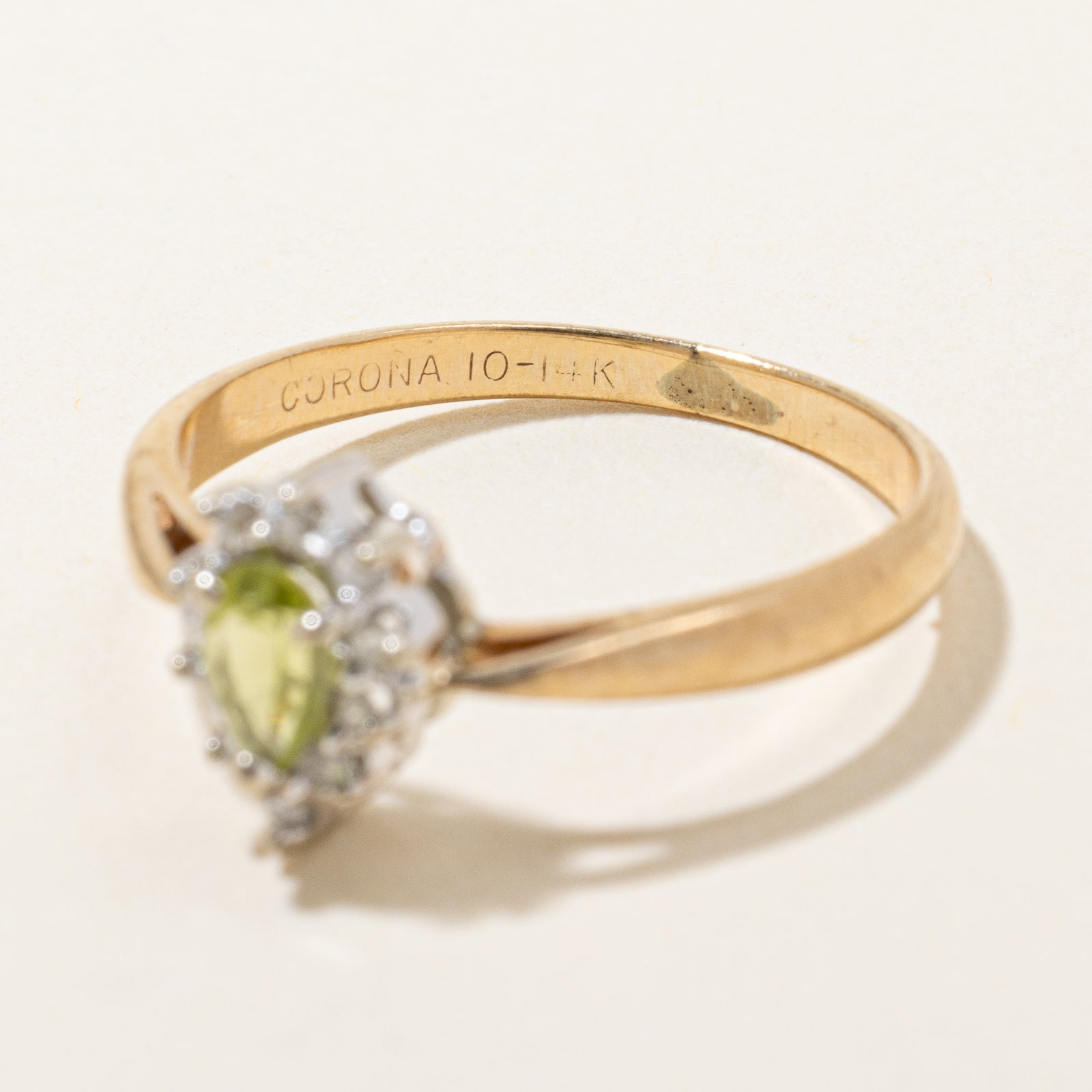 Peridot & Diamond Halo Ring - 0.18ct Genuine Peridot with 0.05ctw Diamond Accents - Size 5.5 - Elegant Birthstone Jewelry for August - Perfect for Engagement, Anniversary & Special Occasion Gifts